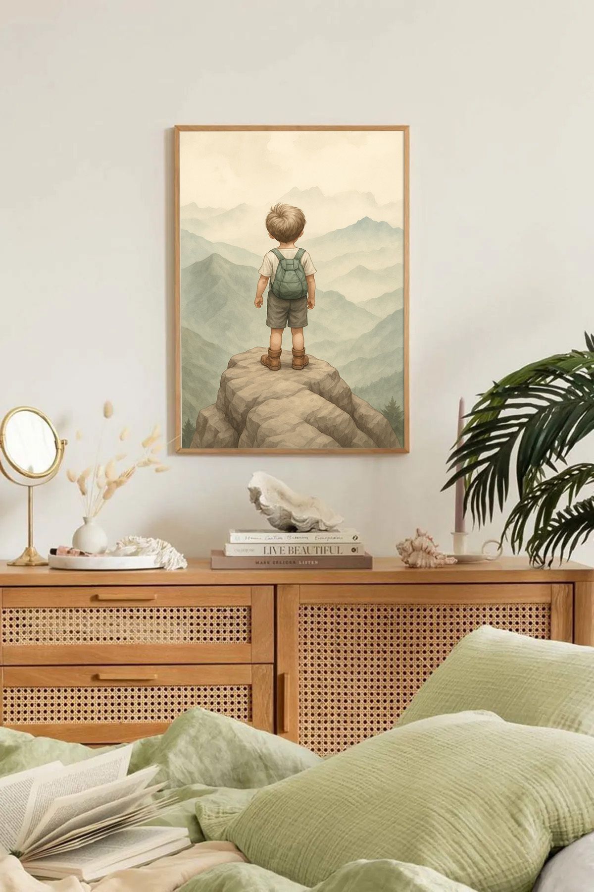 Dekorsiahome Tek Parça Ahşap Çerçeveli Oturma Odası Salon Mutfak Tablo TK0286