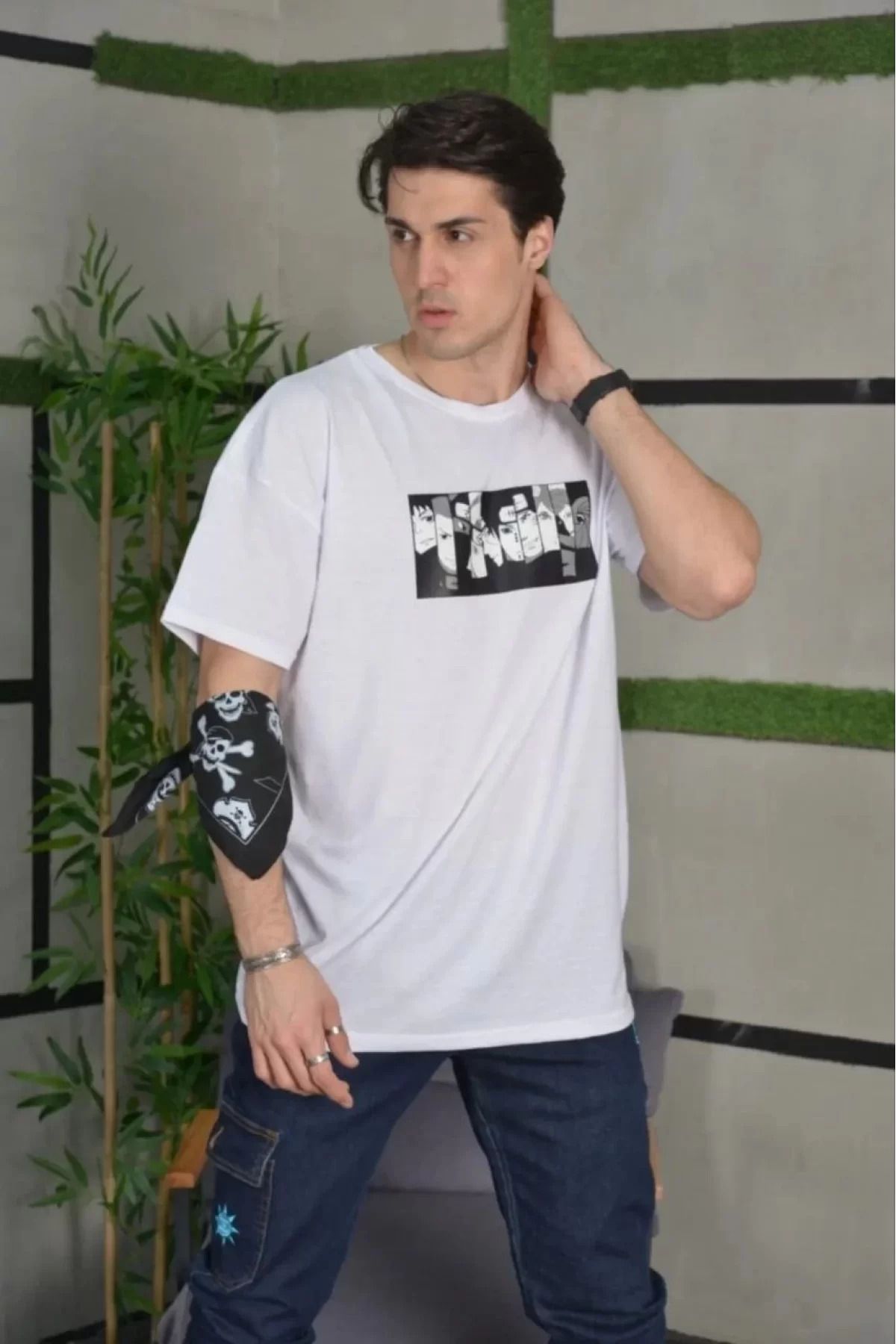 İndigo Park Erkek Tişört Modelleri Şık Unisex Bisiklet Yaka Baskılı Oversize T-Shirt