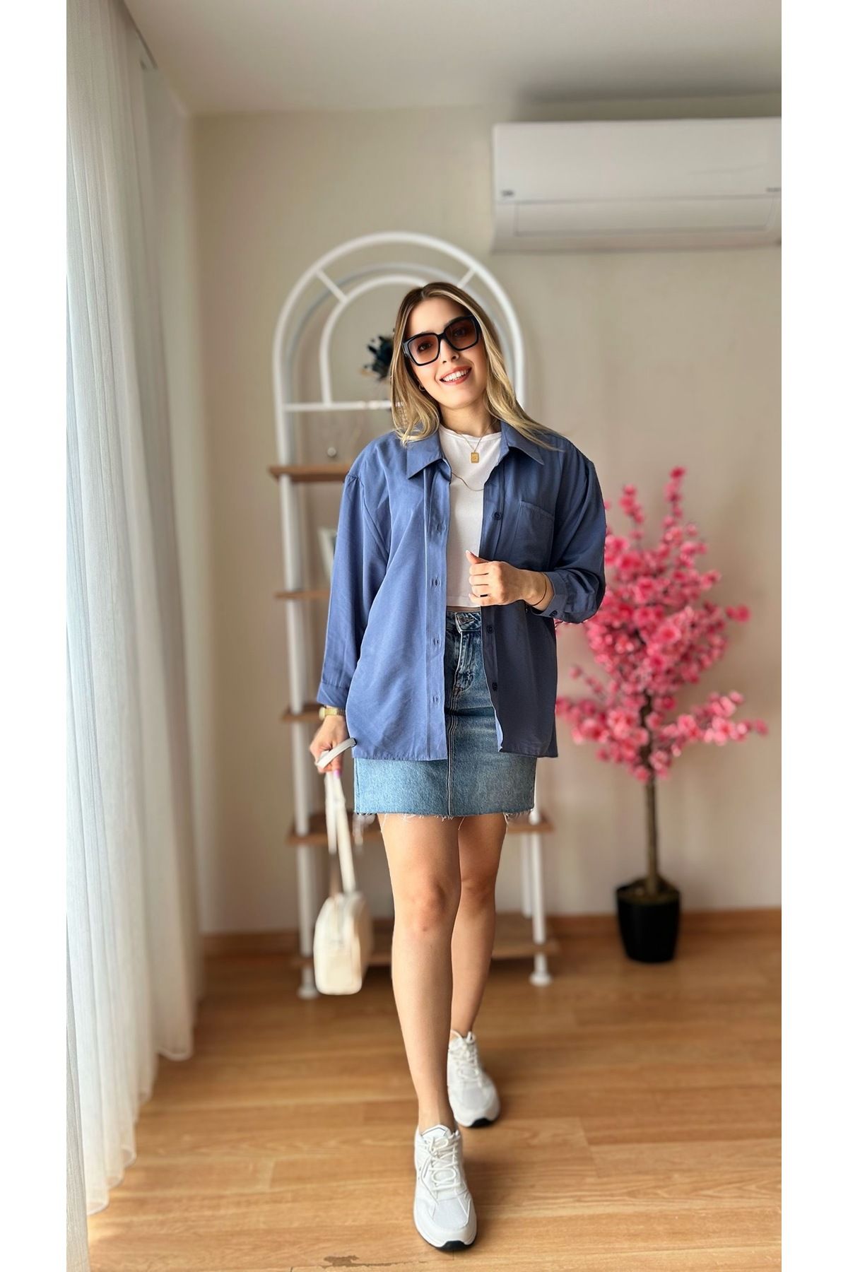 fidoş Kadın ZR Model Keten Oversize Gömlek (Yazlık-Baharlık)