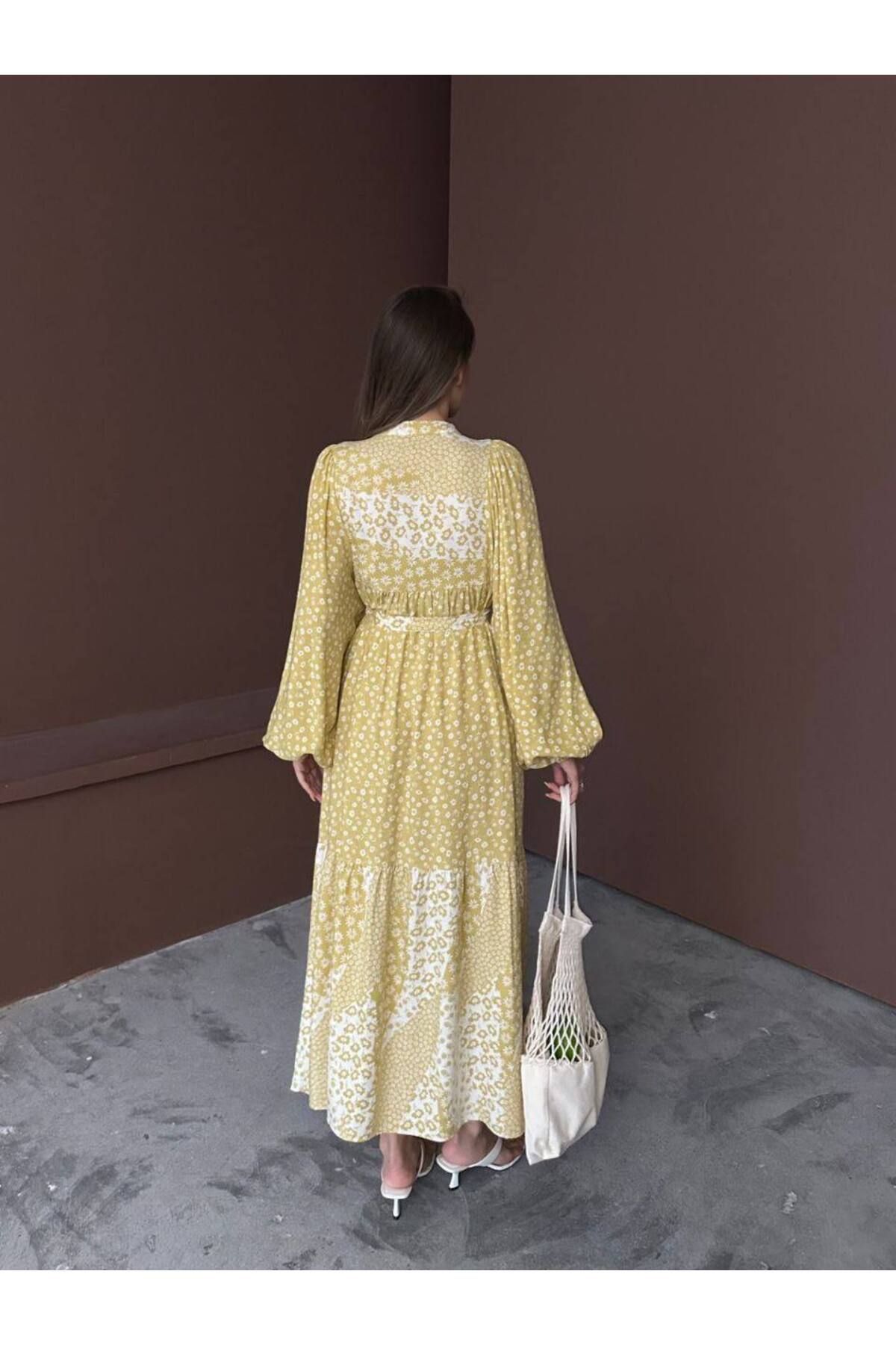 Butik baskılı petcwork elbise