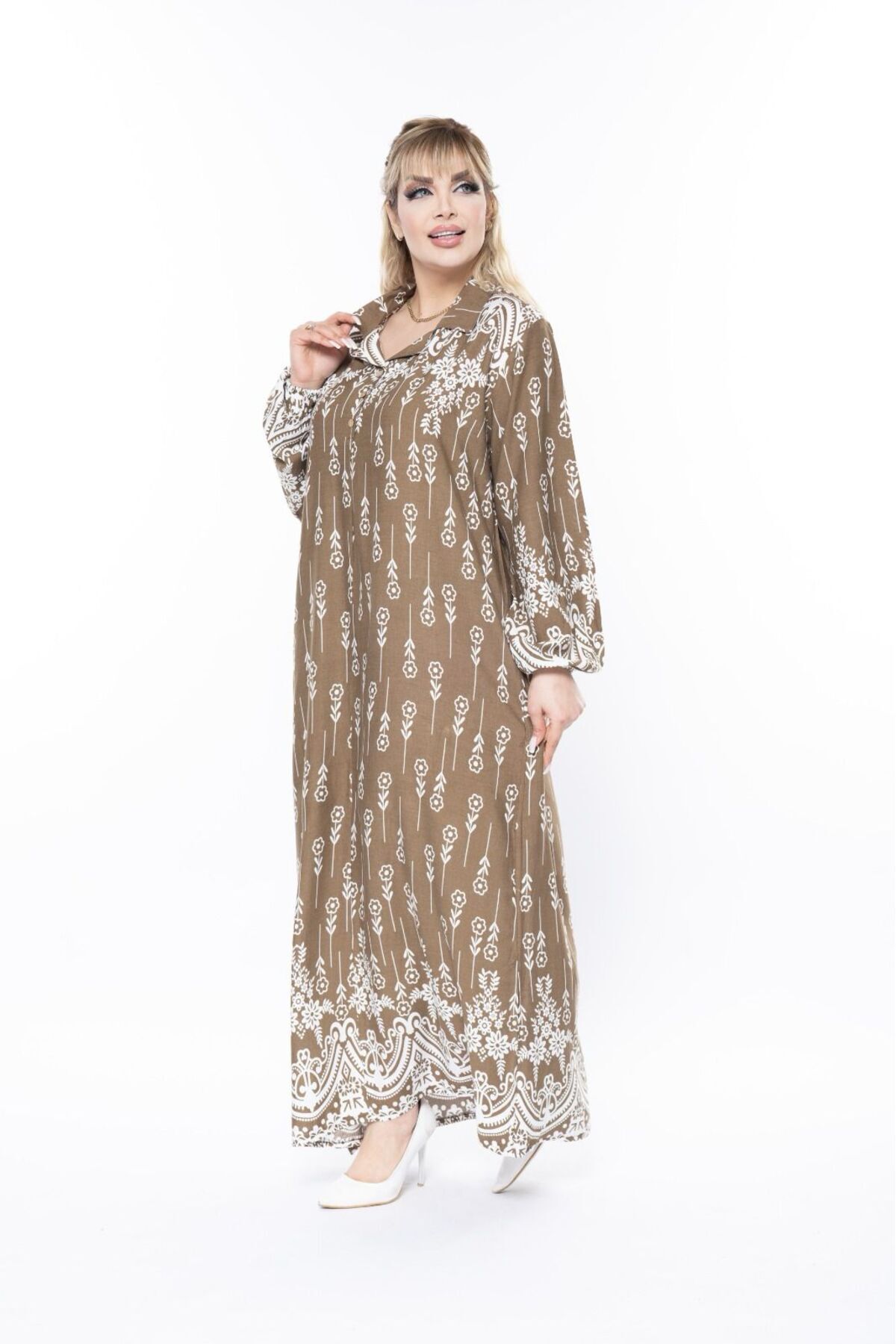 mervemoda Kadın Uzun Kol Yazlık Büyük Beden Elbise
