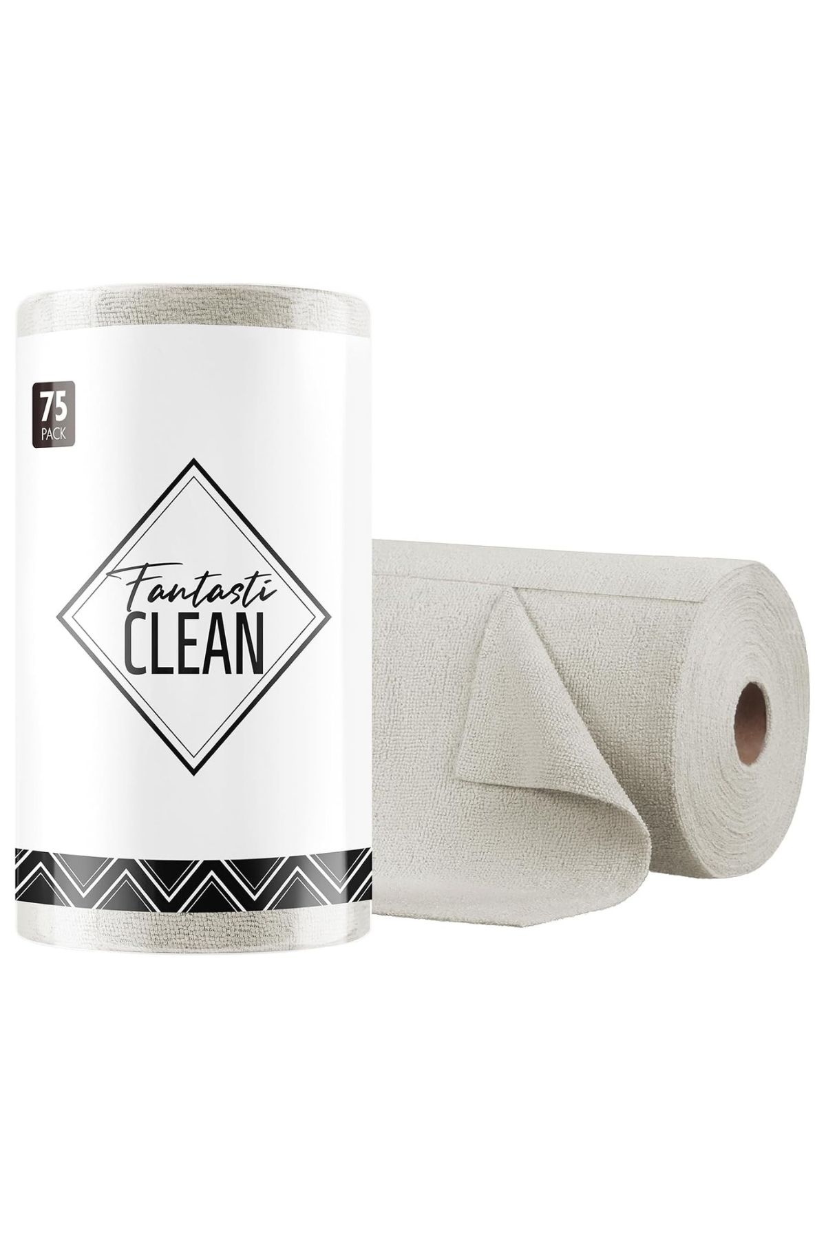 FantastiCLEAN Çok Amaçlı Rulo Mikrofiber Temizlik Bezi 30x30 75 Yapraklı Açık Gri
