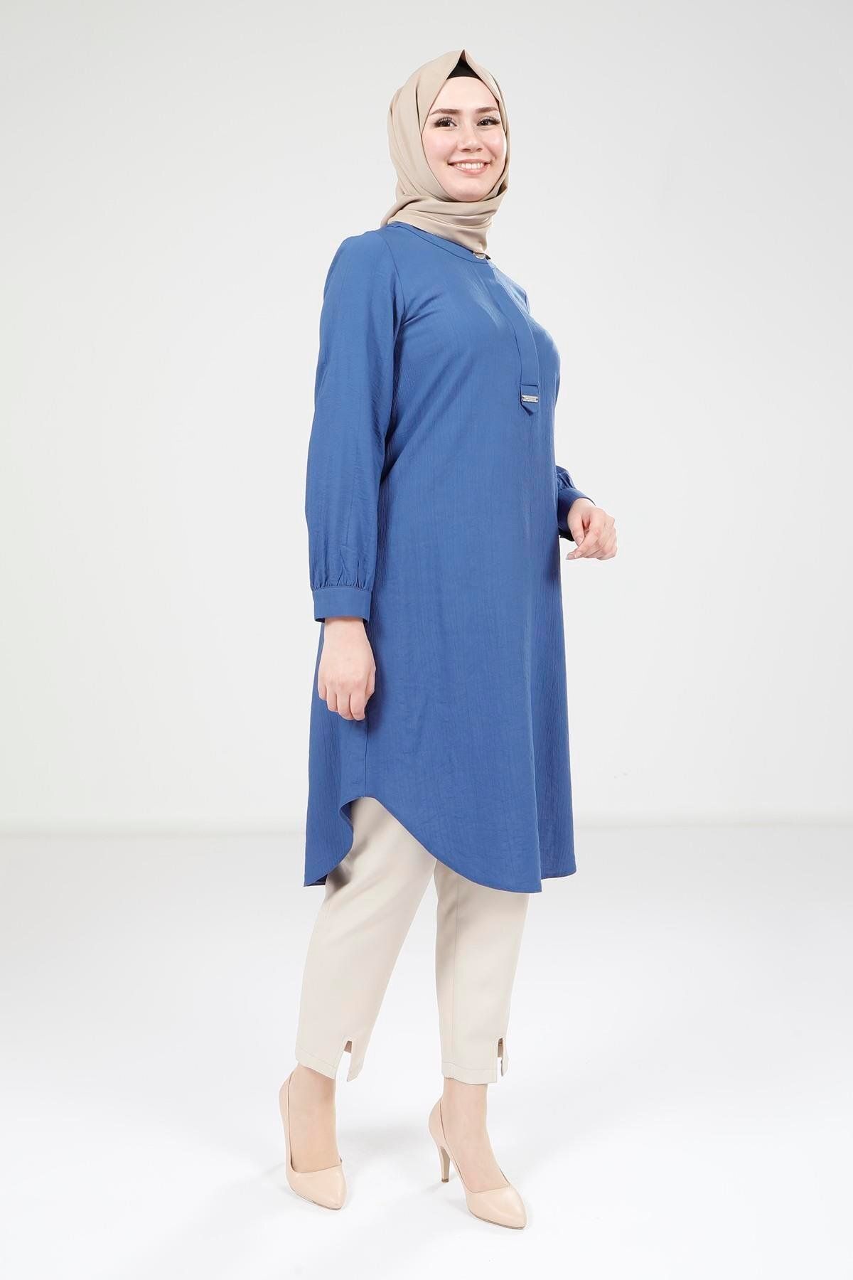 تونیک پوشیده زنانه نیلی رنگ 9333 اورجینال Beyza