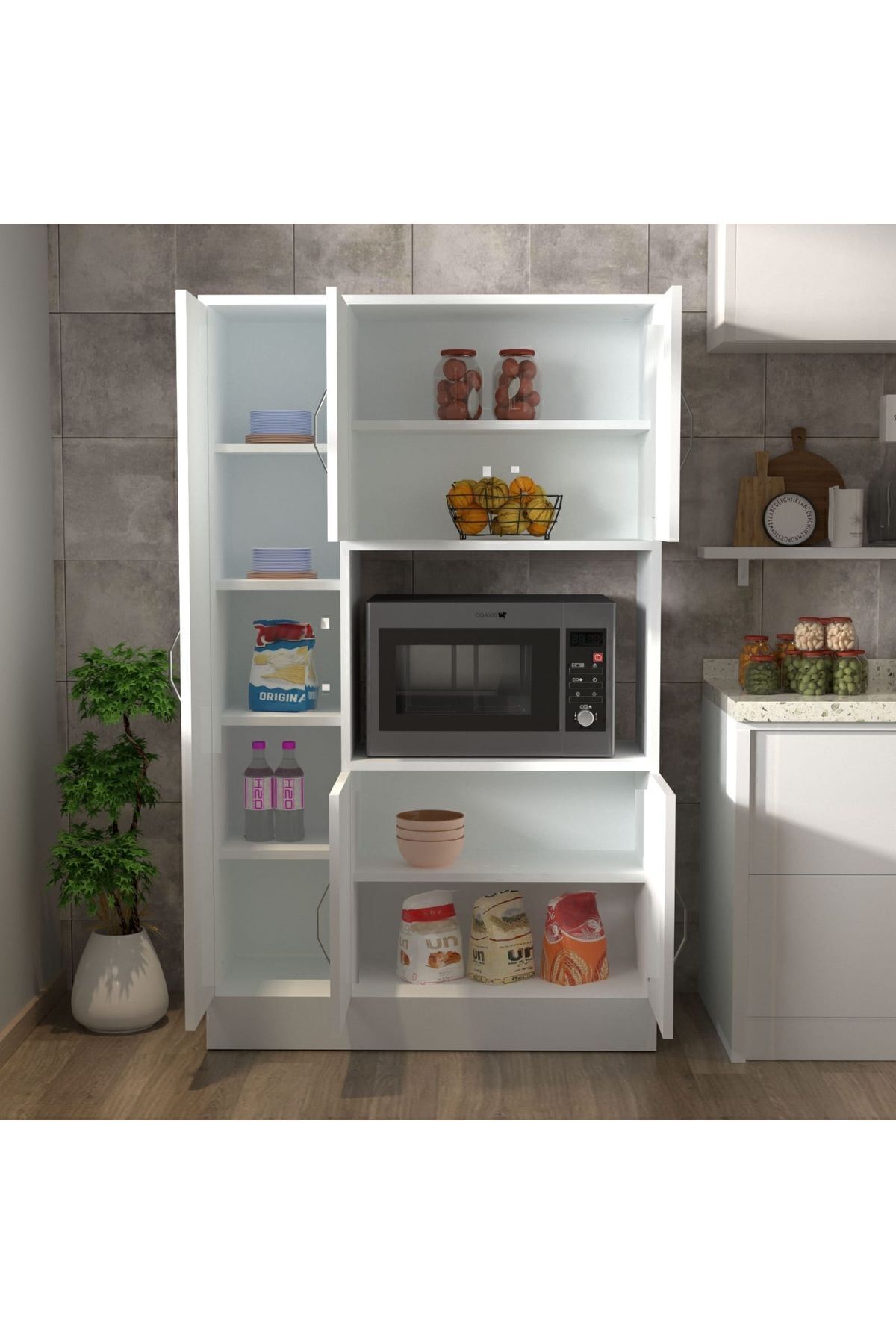 RİVA 5 KAPAKLI ÇOK AMAÇLI DOLAP MUTFAK&BANYO DOLABI,KİLER BEYAZ