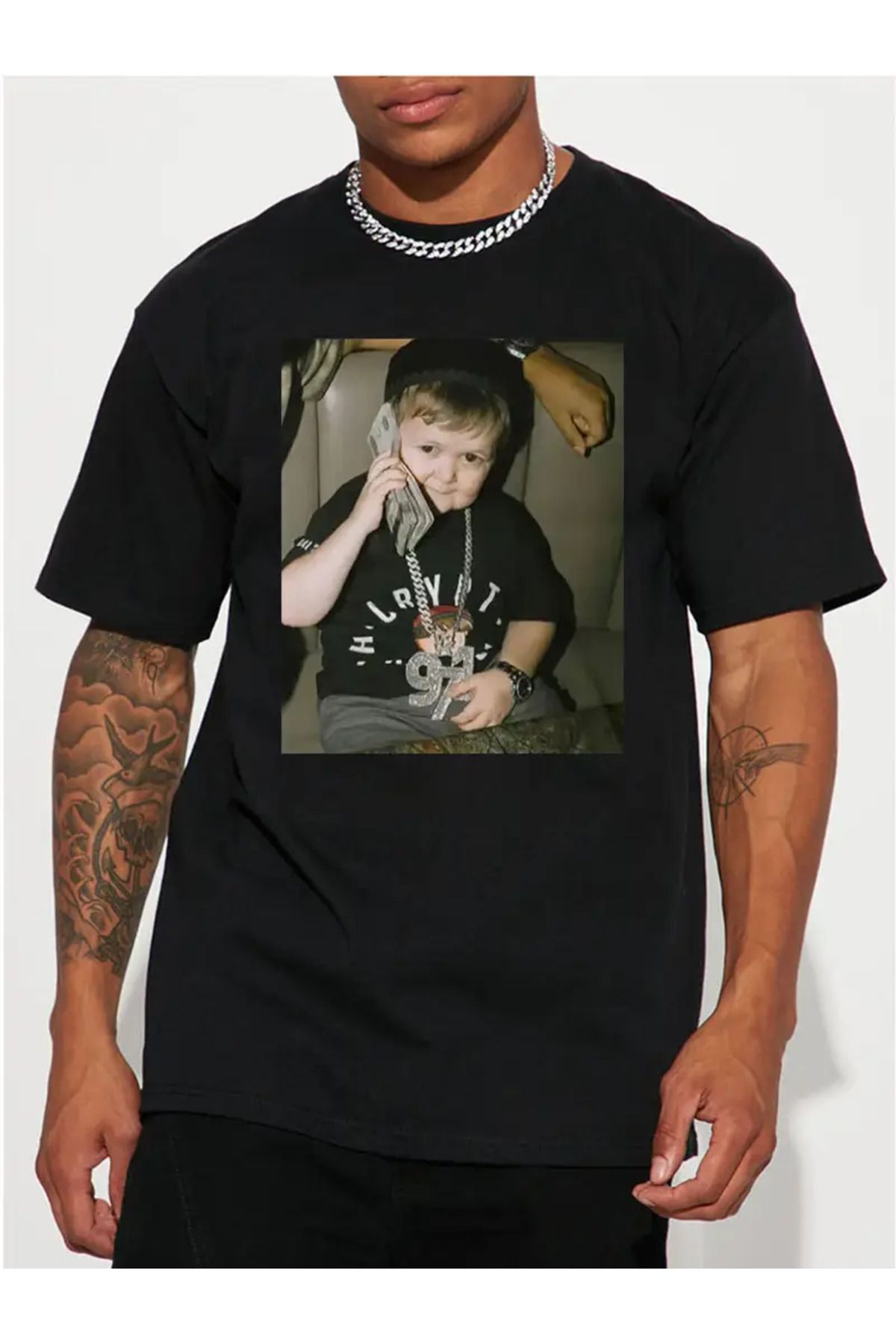 AEMİ Unisex Baskılı Oversize Bisiklet Yaka T-shirt