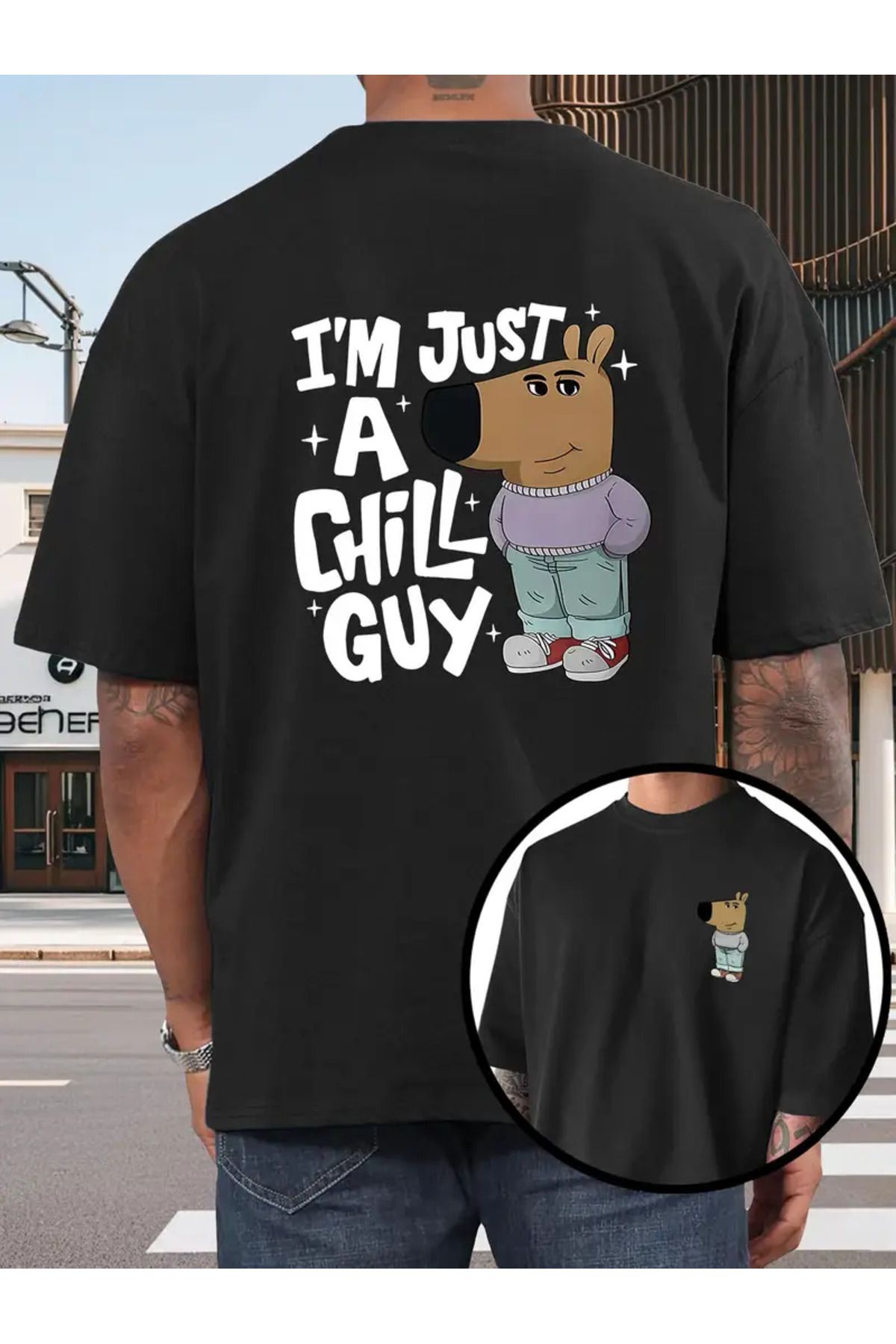 AEMİ Unisex Baskılı Oversize Bisiklet Yaka T-shirt