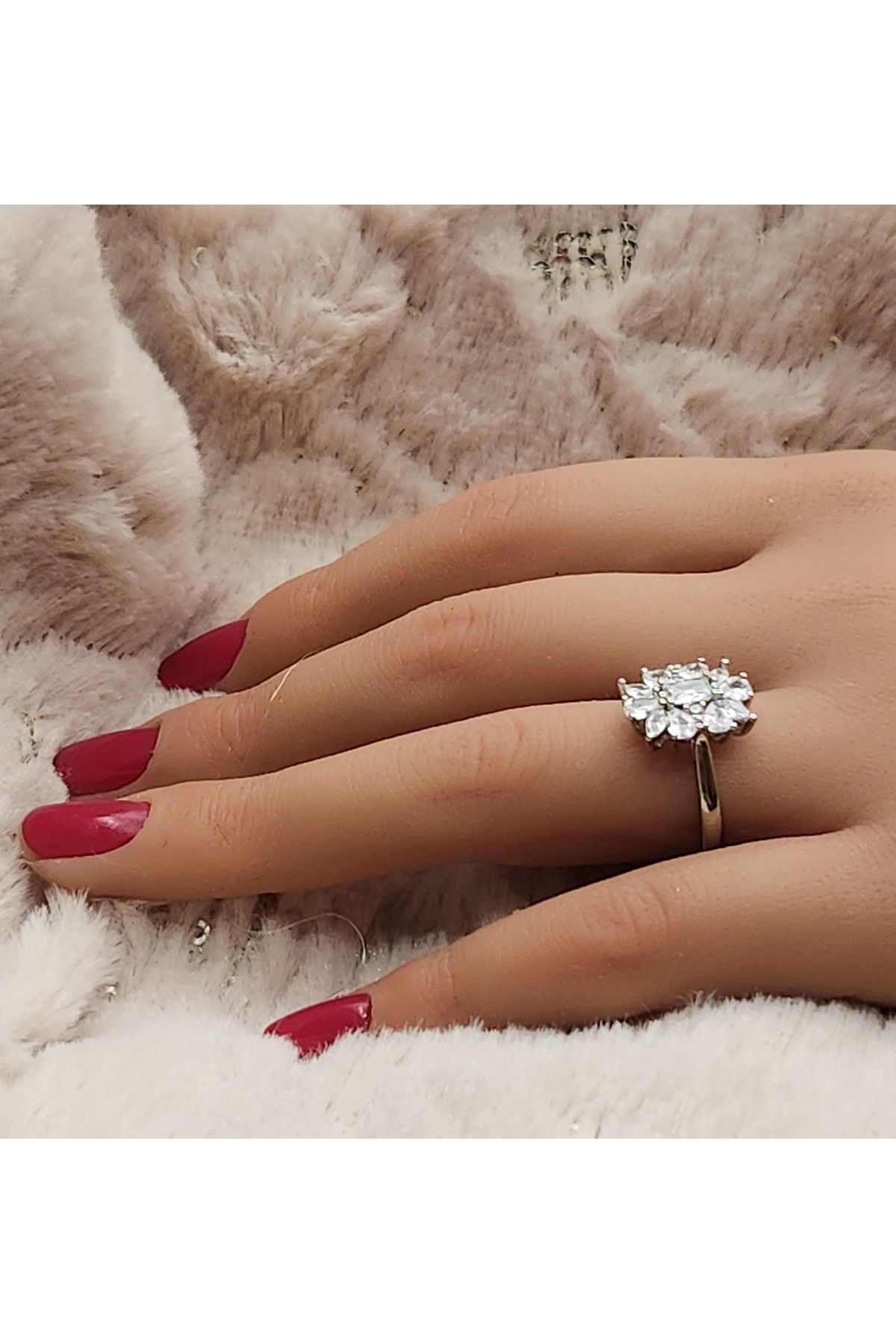 reyselstyle Ayarlanabilir Zirkon Taşlı Gümüş Kaplama Çelik Yüzük