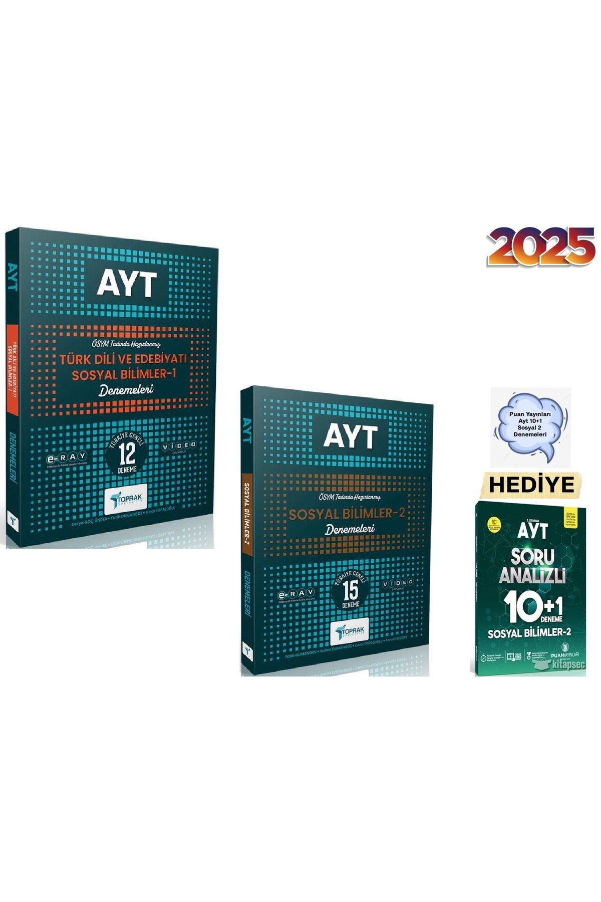 Toprak Yayıncılık Ayt Edebiyat Sosyal 1 ve Ayt Sosyal 2 Denemeleri 10+1 Ayt Sosyal 2 Denemesi Hediyeli