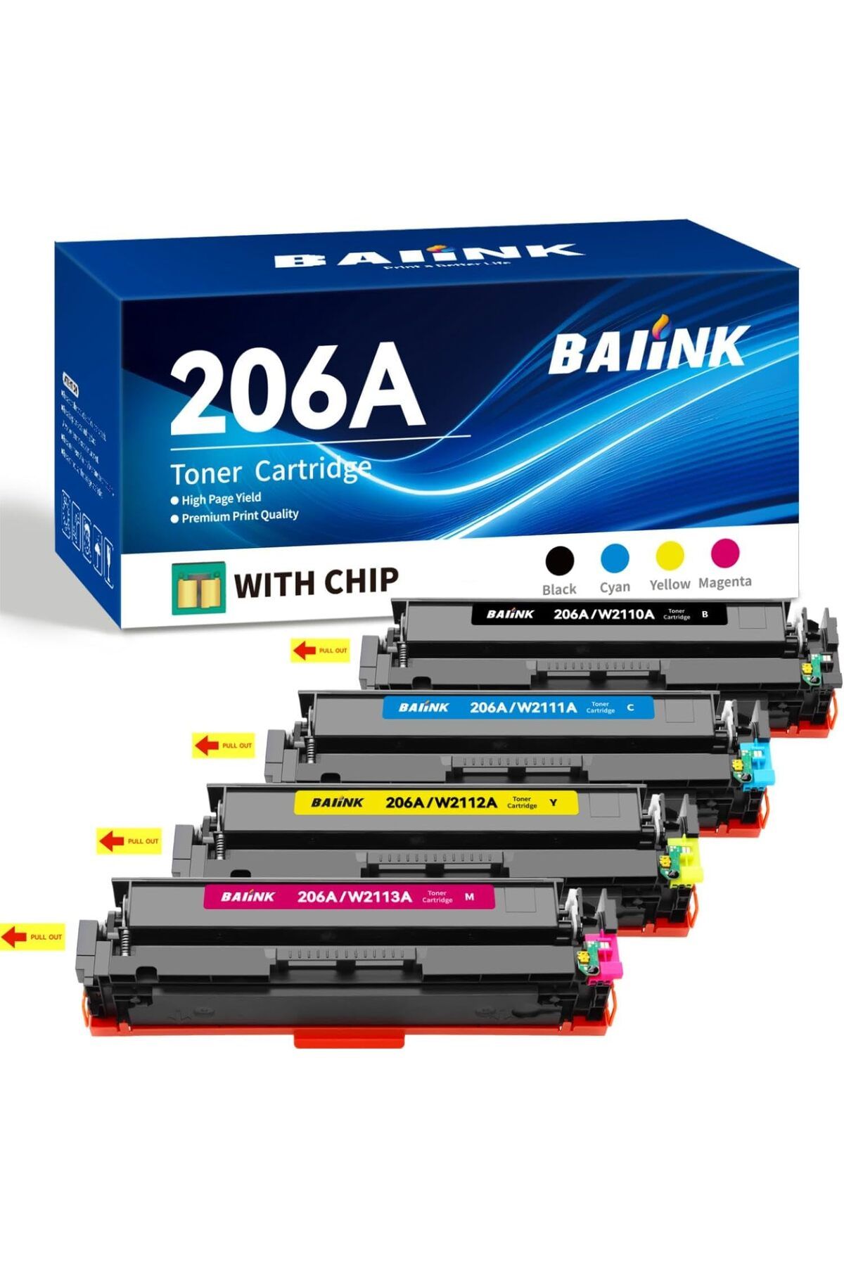 HP 207A ÇİPLİ Toner Cartridges 4 Pack for Pro MFP M255 M255dw M282 M282nw M283 M283cdw M283fdw