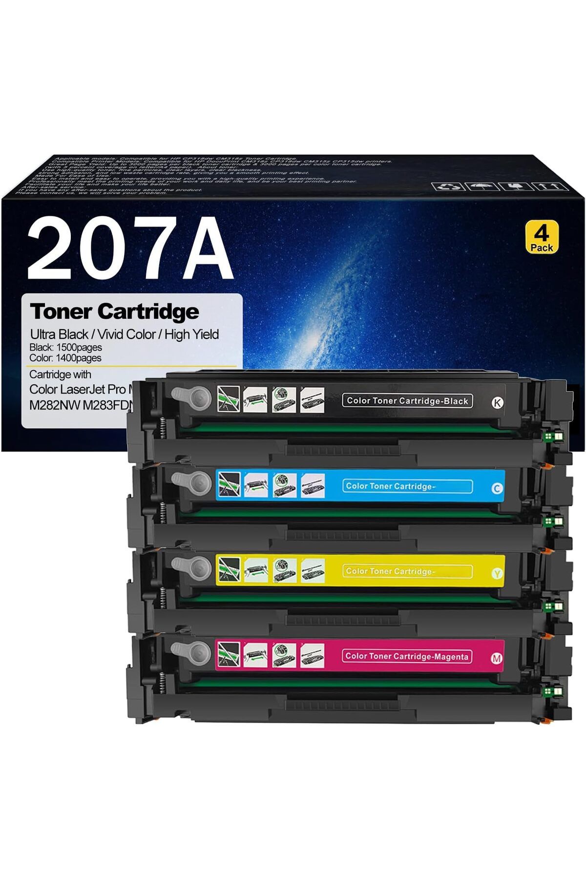 HP ÇİPLİ 207A W2210A W2211A W2212A W2213A Color Laserjet Pro M255DW M255NW M282NW M283FDN M283FDW