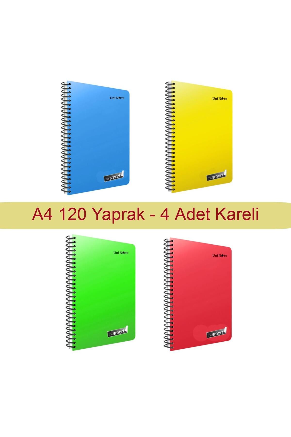 Çınar Çınar Im Smart A4 120 Yaprak Plastik Kapak Spiralli Defter Kareli 4 Adet