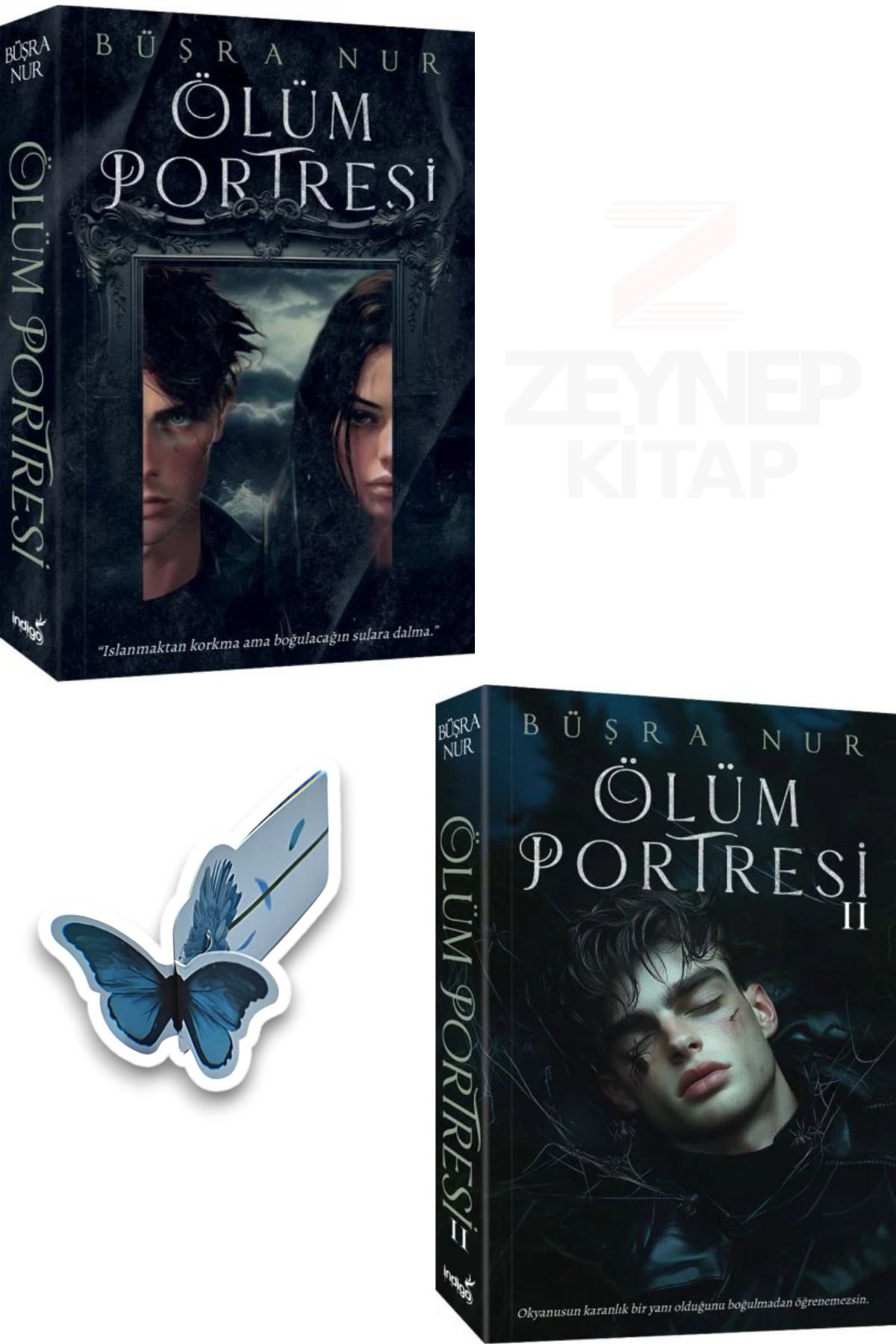 İndigo Kitap Ölüm Portresi 2 Kitap Set - Büşra Nur(KARTONKAPAK)(Özel Tasarım Kelebek Ayraç Hediye)
