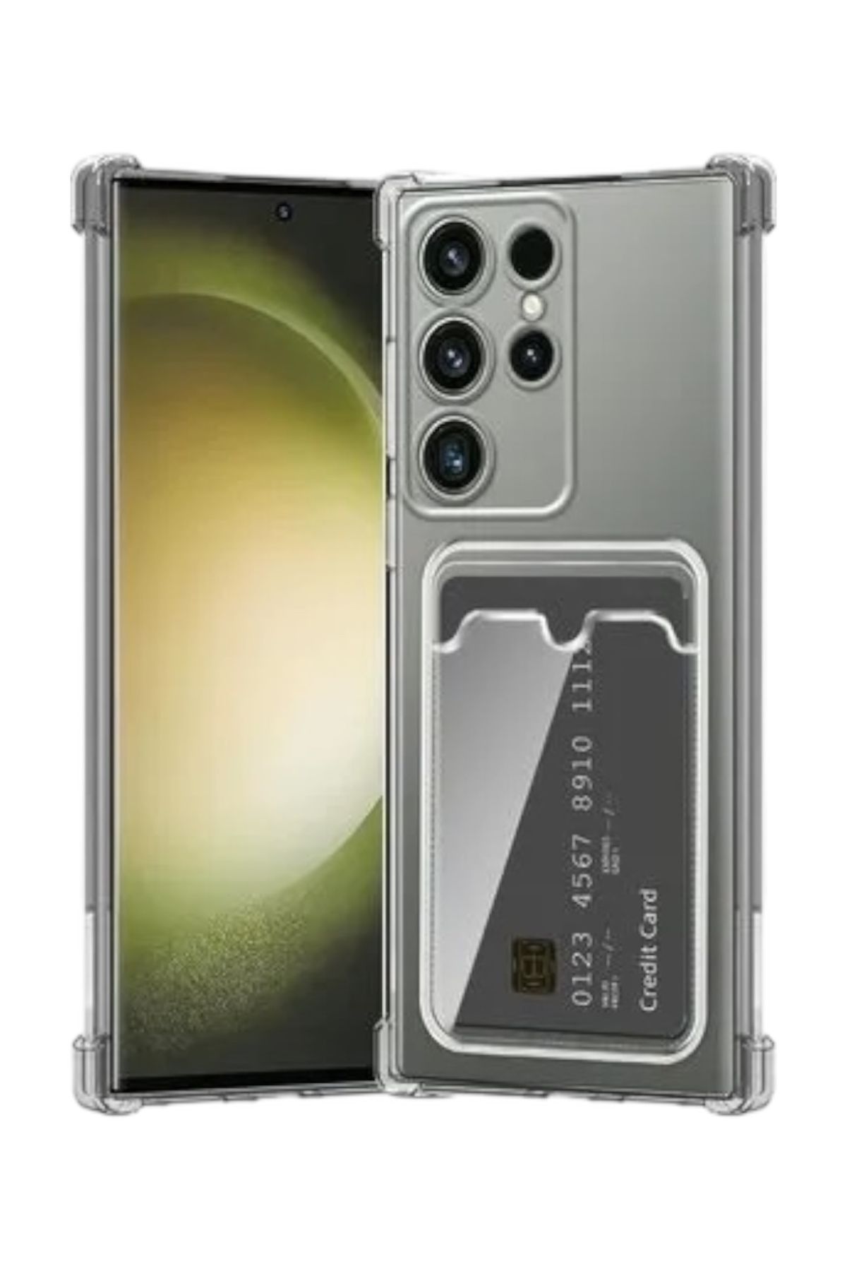 KILIF HOUSE Samsung Galaxy S24 Ultra Uyumlu Kamera ve Köşe Korumalı Darbe Emici Şeffaf Kartlıklı Kılıf