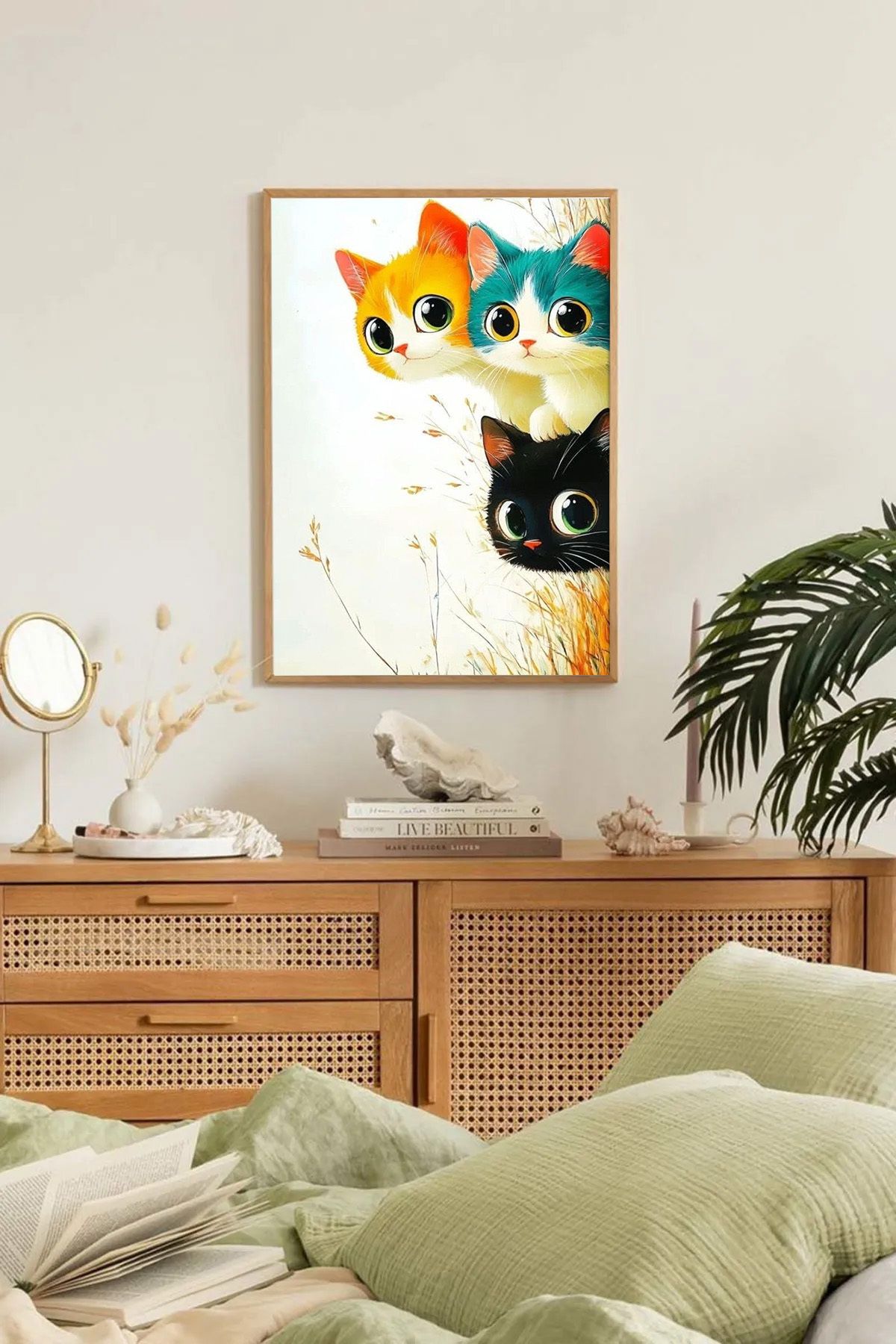 Dekorsiahome Tek Parça Ahşap Çerçeveli Oturma Odası Salon Mutfak Tablo TK0303