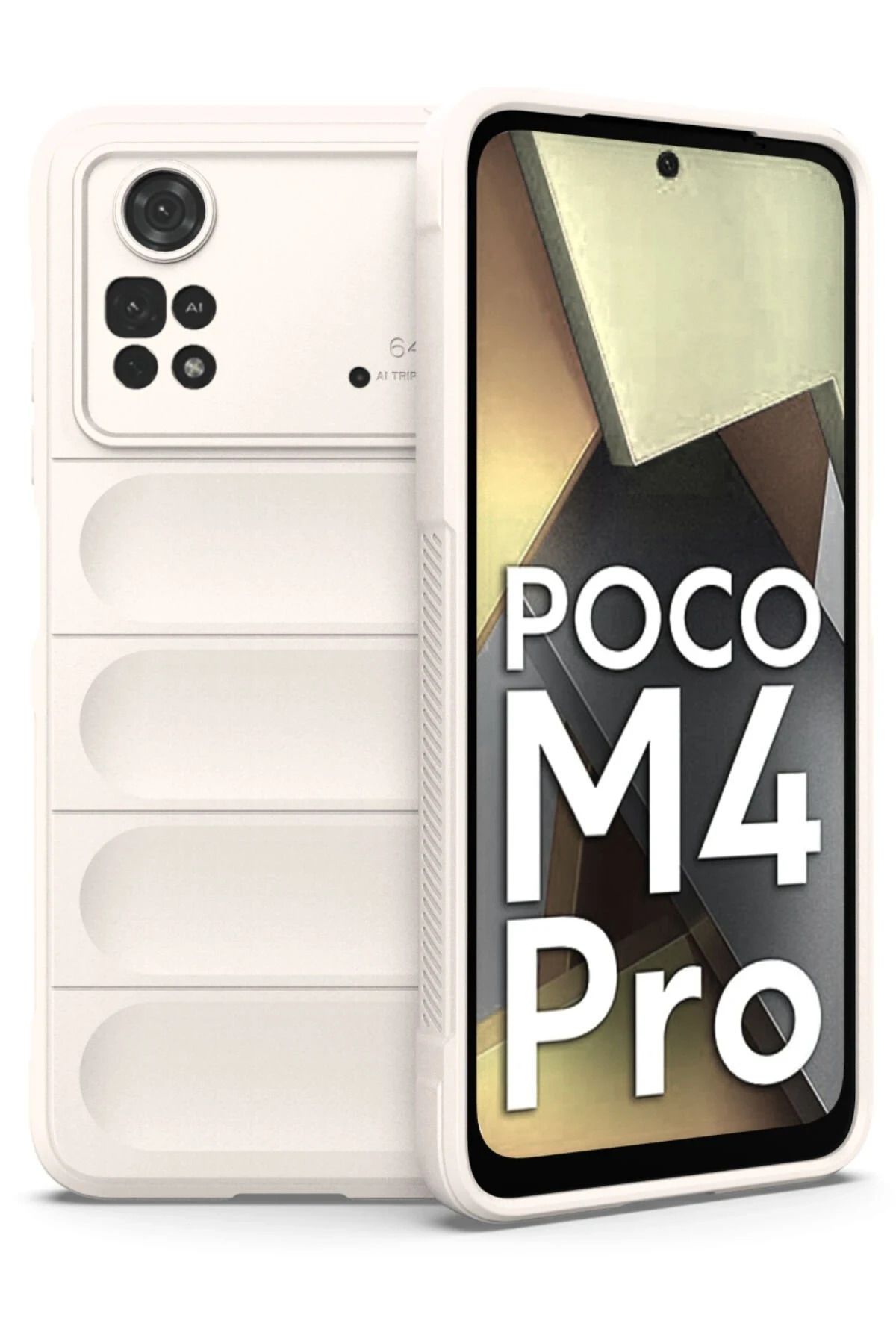 NewFace Uyumlu Xiaomi Poco M4 Pro 4G Kılıf Optimum Silikon - Krem FERRG