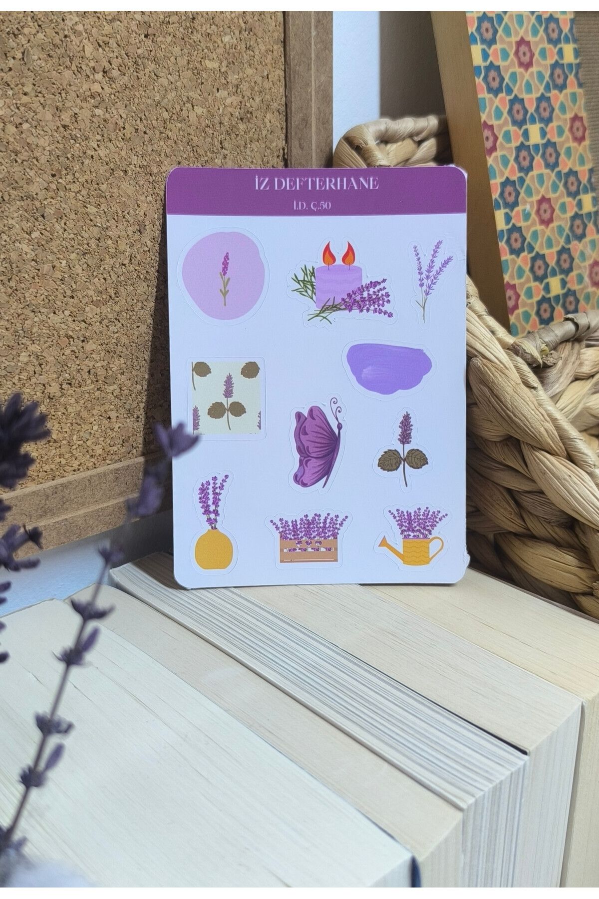 İZ DEFTERHANE Lavanta Detaylı Çıkartma Sticker ( Defter ajanda ve planlayıcılar için uygundur)