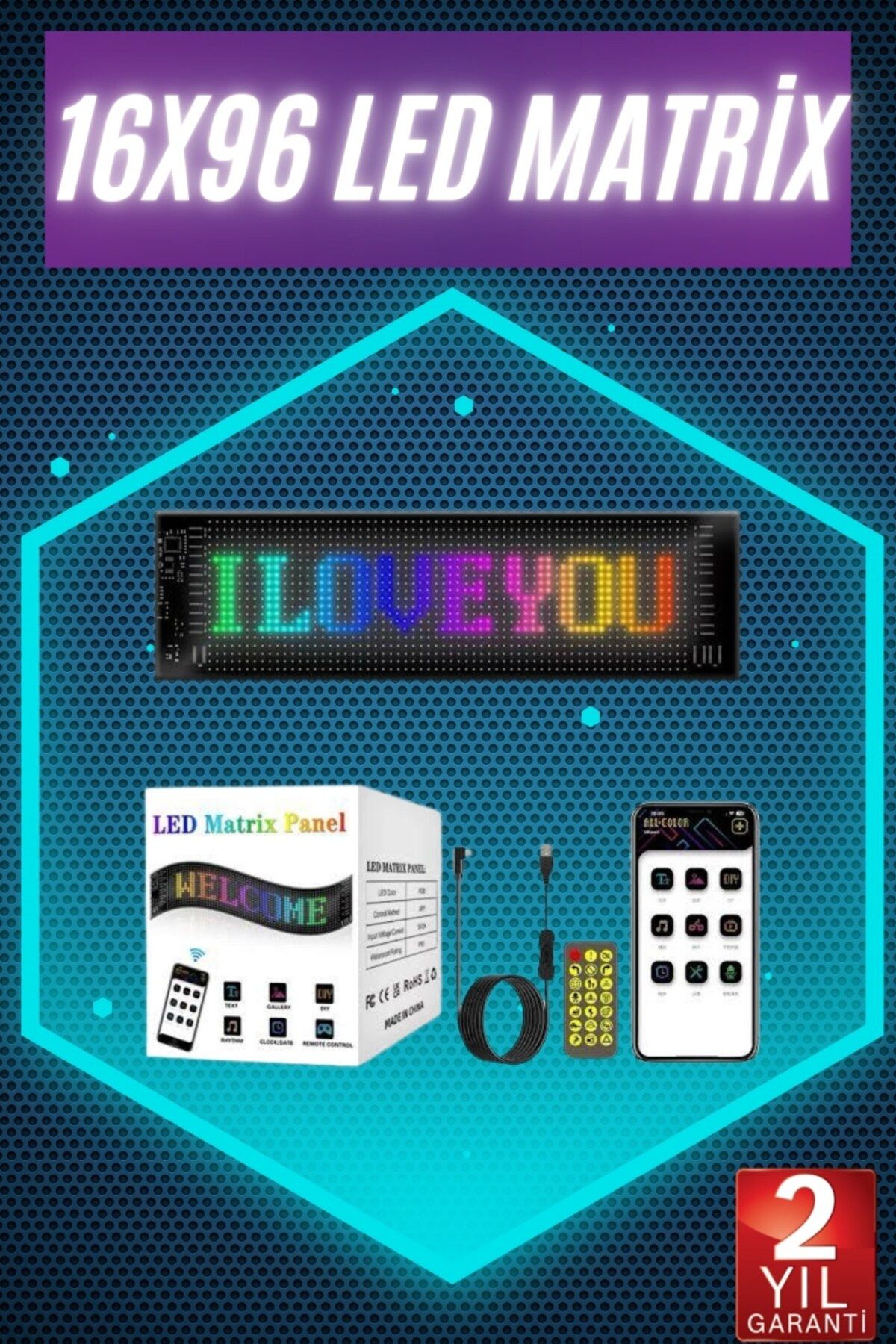 SAYARMARKT Telefonla Yönetilen 16x96 LED