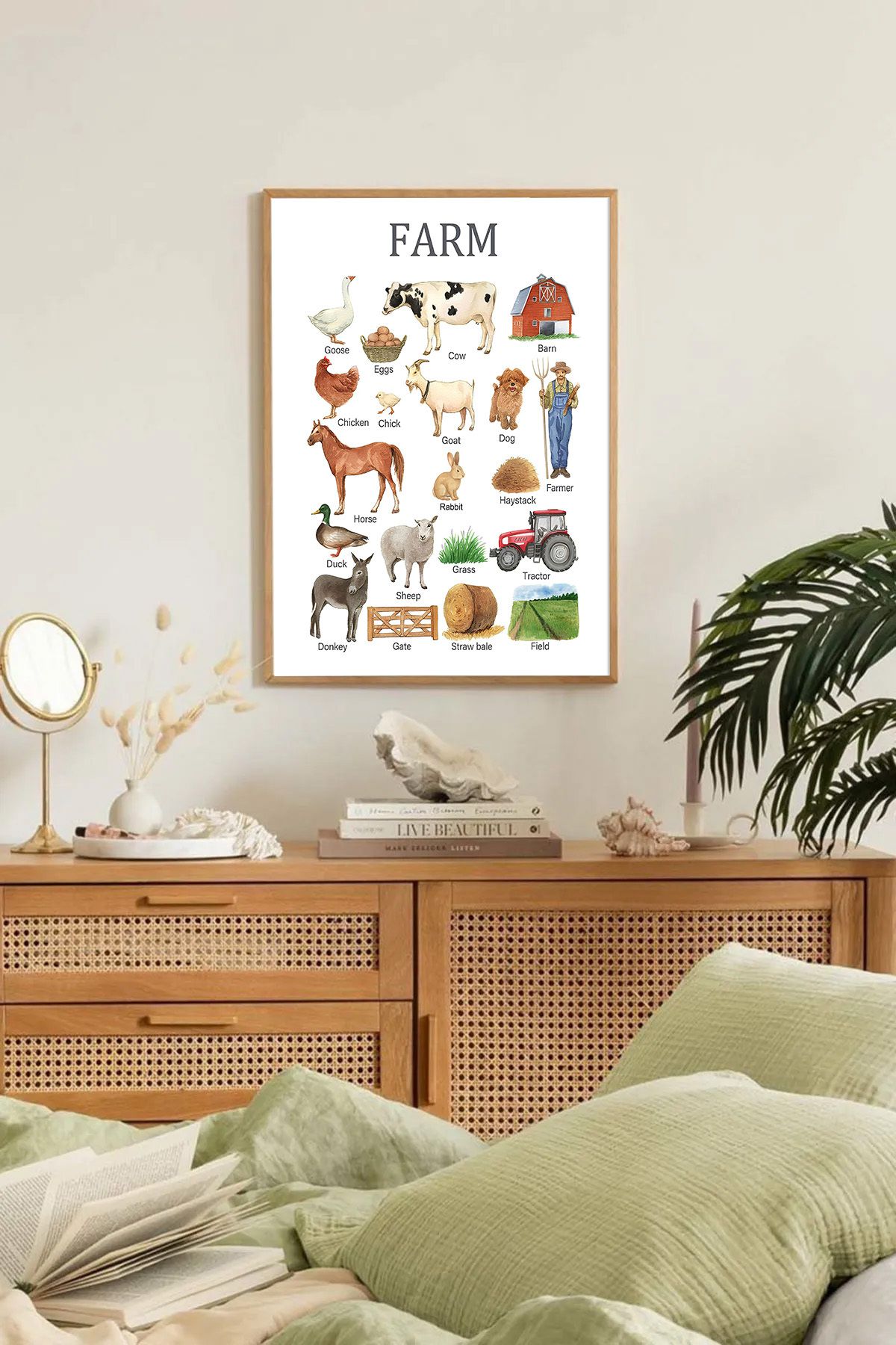 Dekorsiahome Tek Parça Ahşap Çerçeveli Oturma Odası Salon Mutfak Tablo TK0319