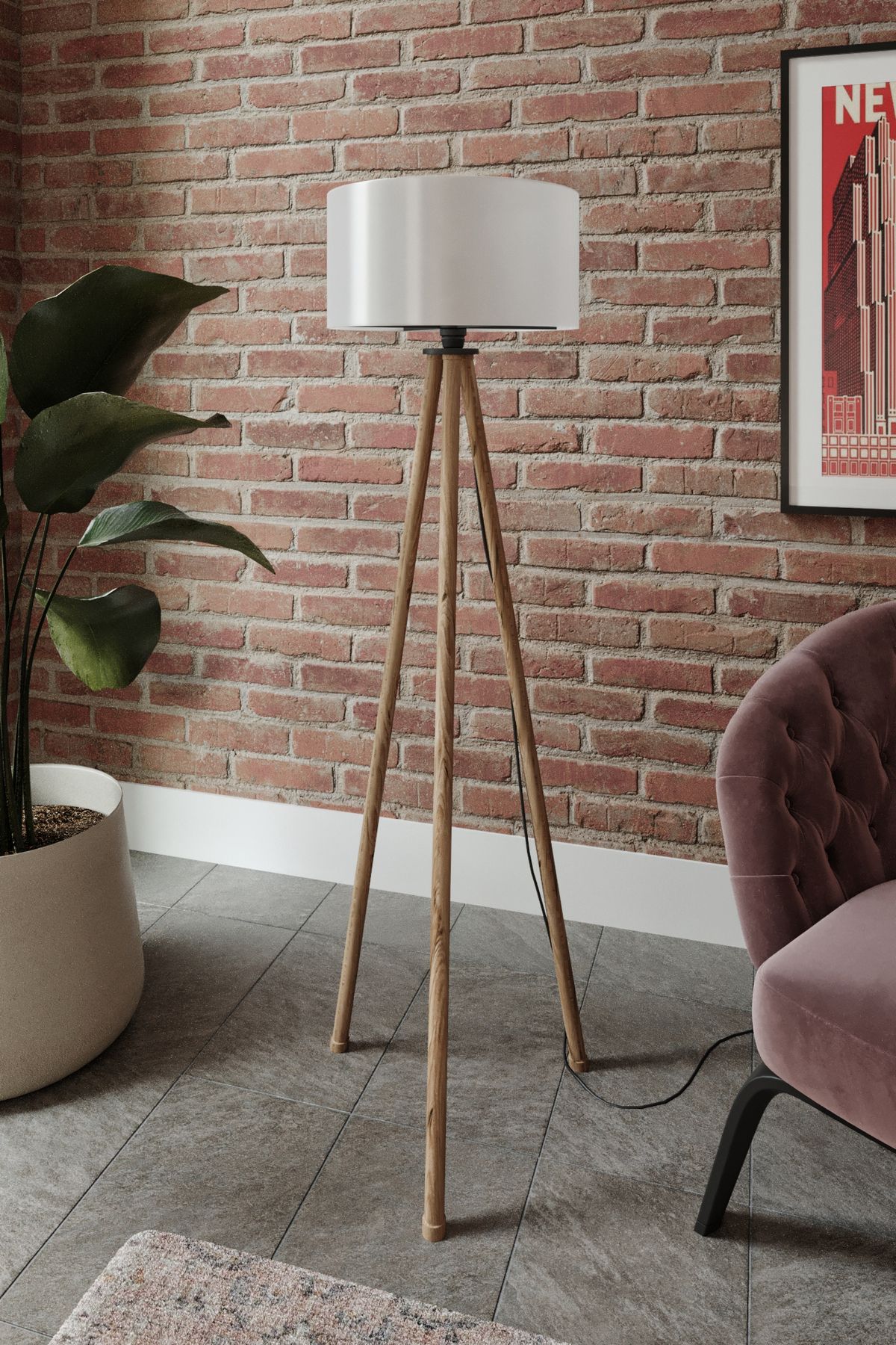 Home Yuvarlak Başlıklı Eskitme Ayaklı Lambader