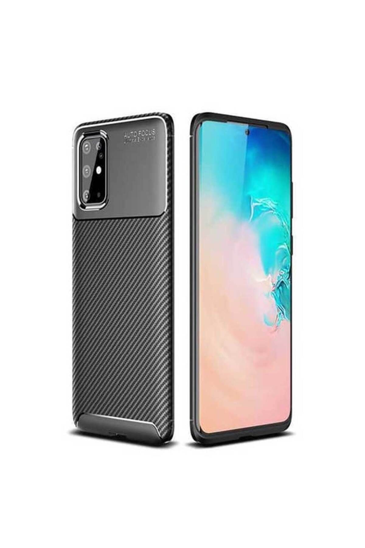 Smart Tech Samsung Galaxy S20 Plus Uyumlu Karbon Desenli Negro Silikon Kılıf