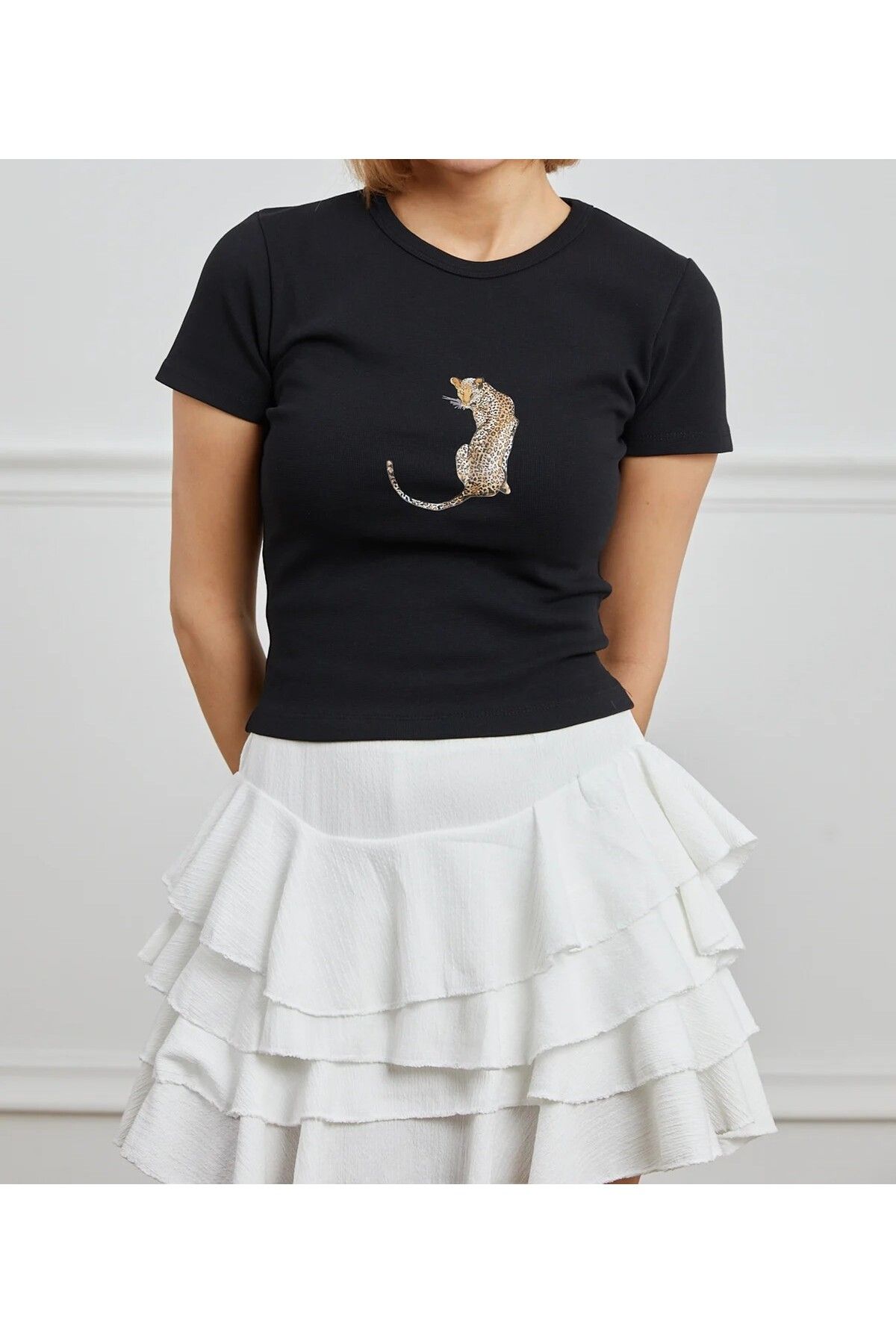 Butik Leopar Baskılı tişört