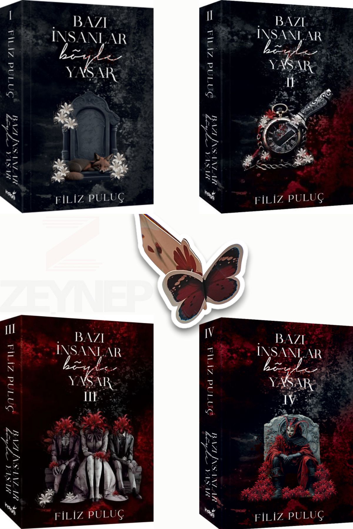 İndigo Kitap Bazı İnsanlar Böyle Yaşar 4 Kitap Set(Karton Kapak)(Özel Tasarım Kelebek Ayraç Hediye)