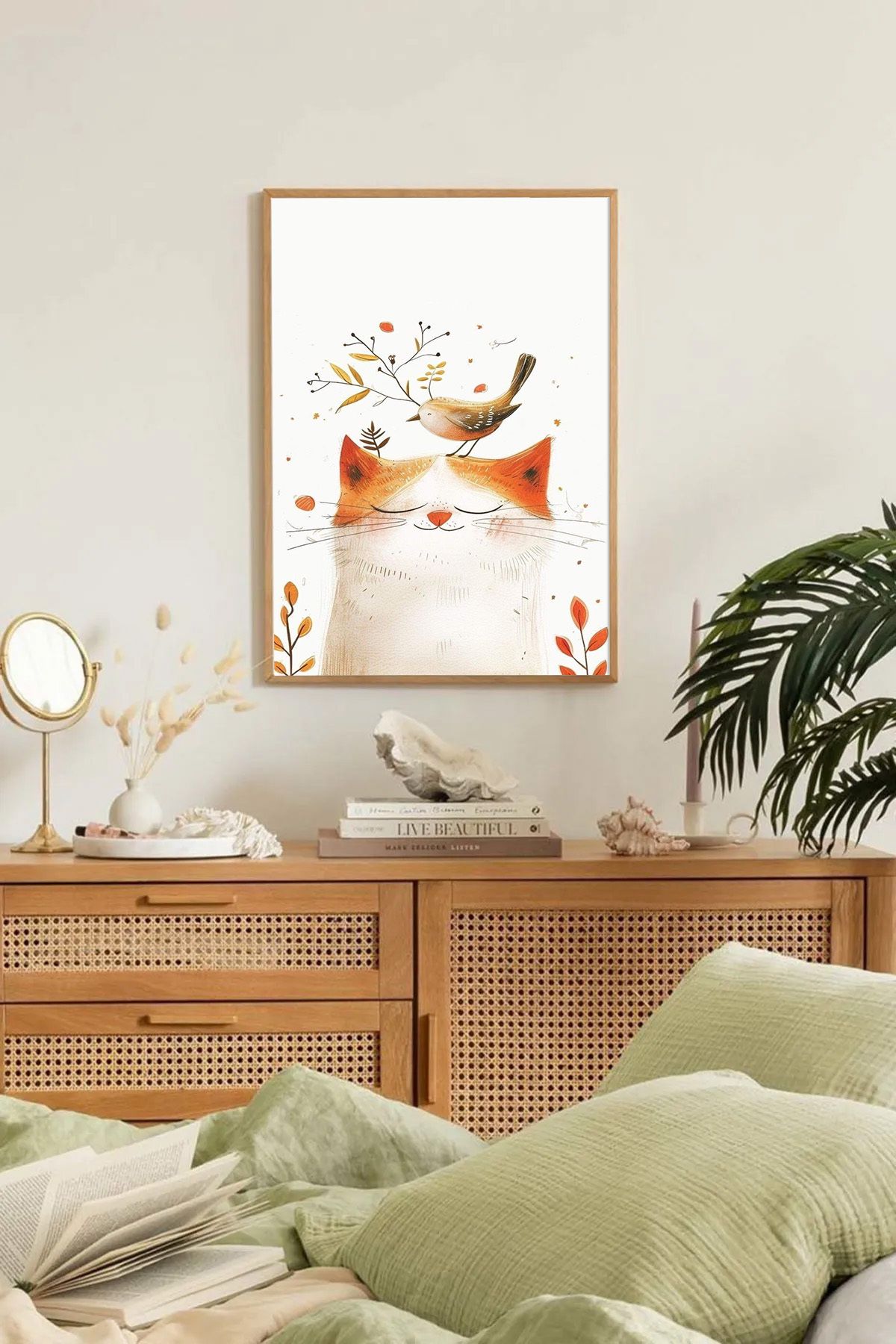 Dekorsiahome Tek Parça Ahşap Çerçeveli Oturma Odası Salon Mutfak Tablo TK0307