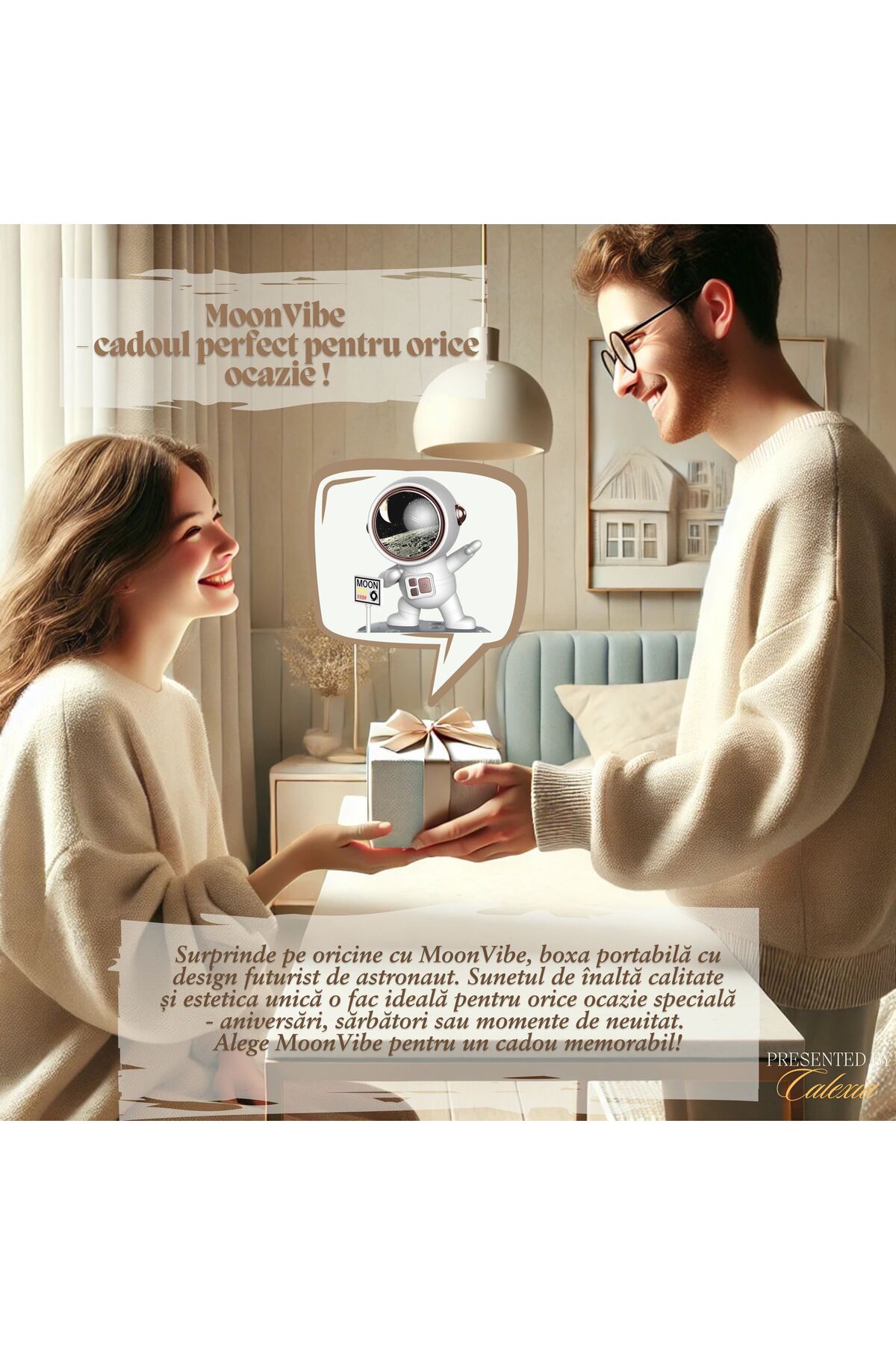 e-Wantay-Moonvibe Portable Speaker, Bluetooth 5.0, 360° Sound, Microphone, Usb-c, 1200mah, Astronaut Design 5