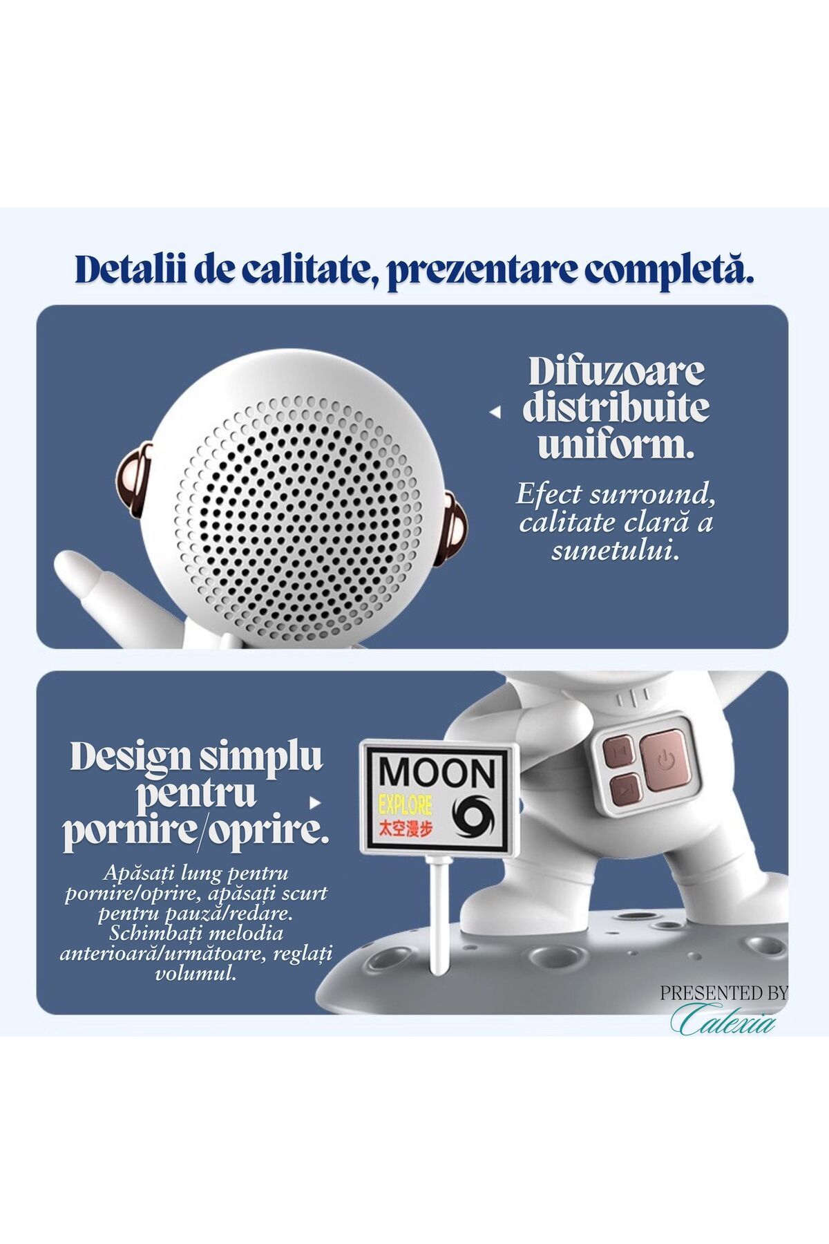 e-Wantay-Moonvibe Portable Speaker, Bluetooth 5.0, 360° Sound, Microphone, Usb-c, 1200mah, Astronaut Design 8