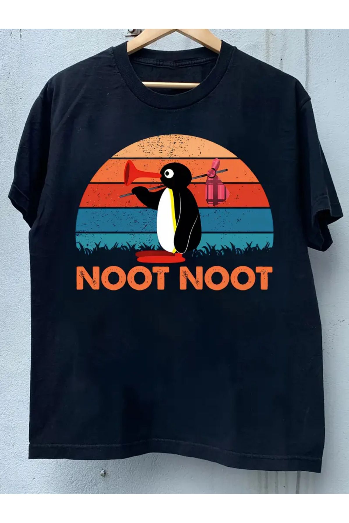 AEMİ Unisex Noot Noot Baskılı Oversize Bisiklet Yaka T-shirt