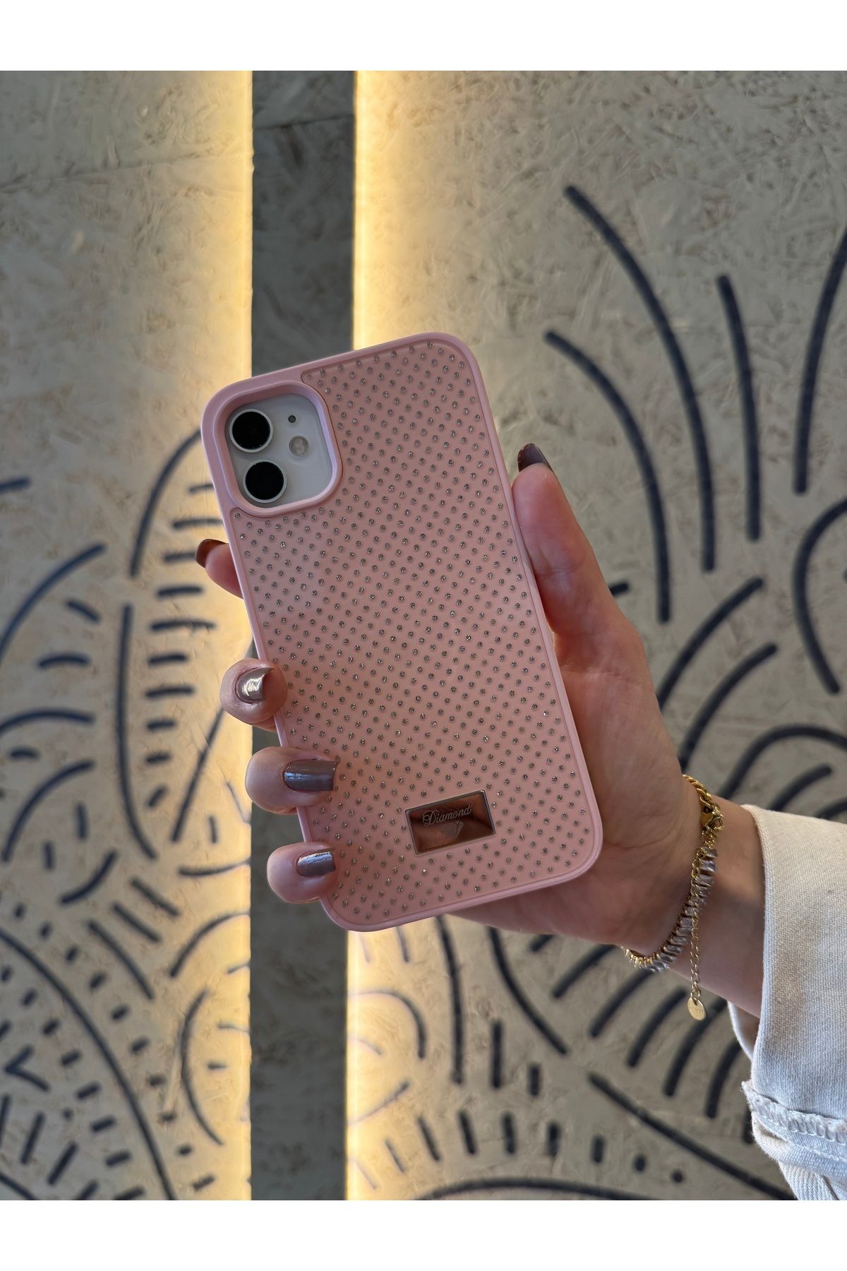 Mois Case İPhone 11 uyumlu elmas pırlanta taşlı pembe kılıf