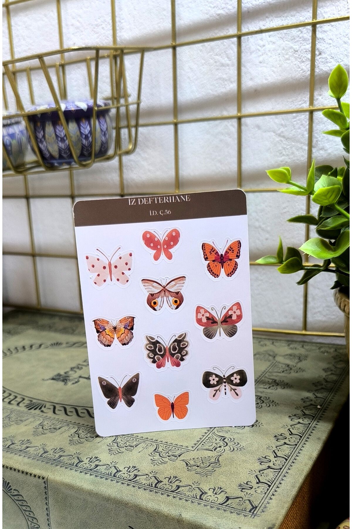 İZ DEFTERHANE Vintage Kelebekler Çıkartma Sticker (Defter, ajanda ve planlayıcılar için uygundur)