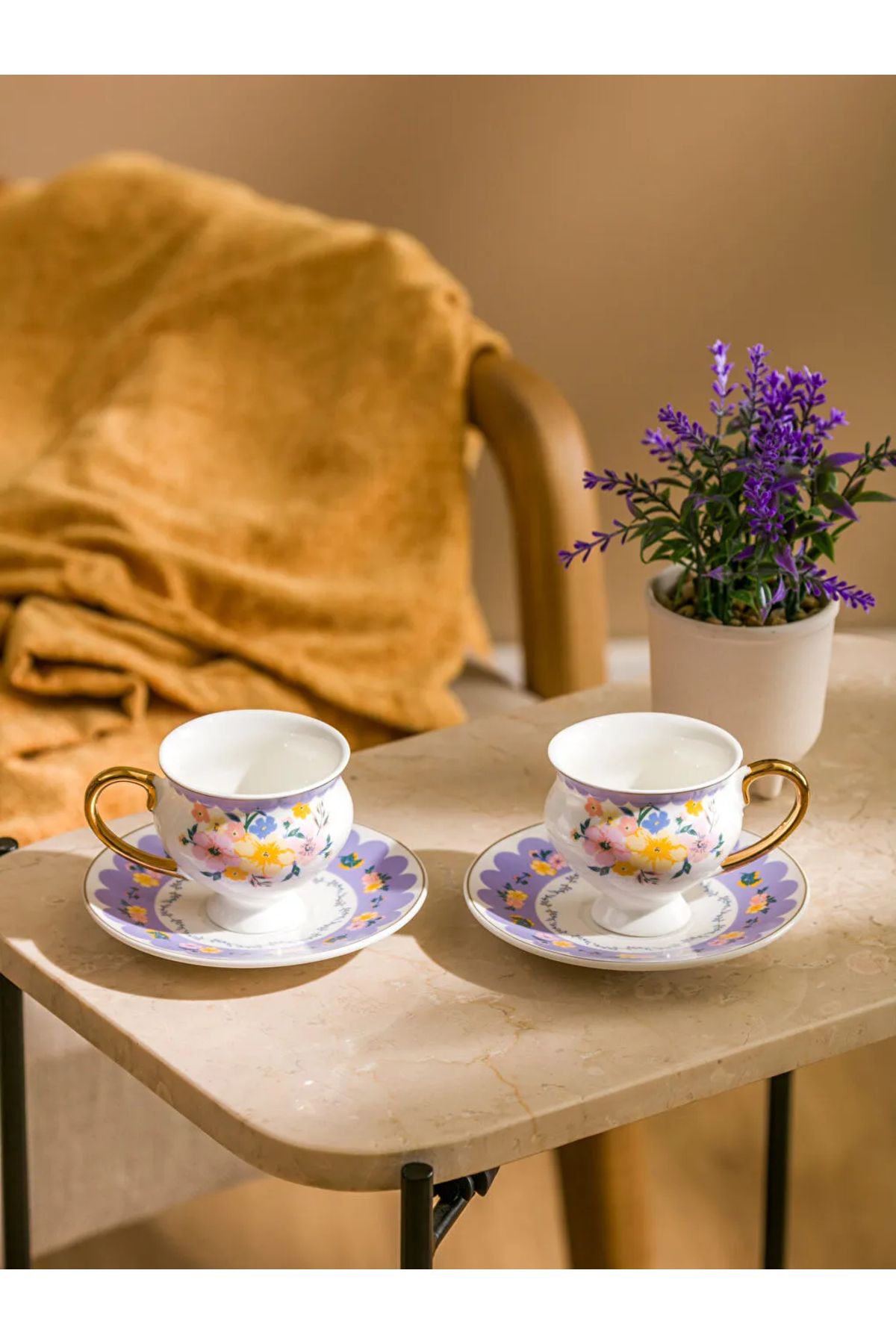 LC Waikiki LCW HOME Karişik 2 Kişilik Baskılı Porselen Kahve Fincan Takımı 90 ml T T