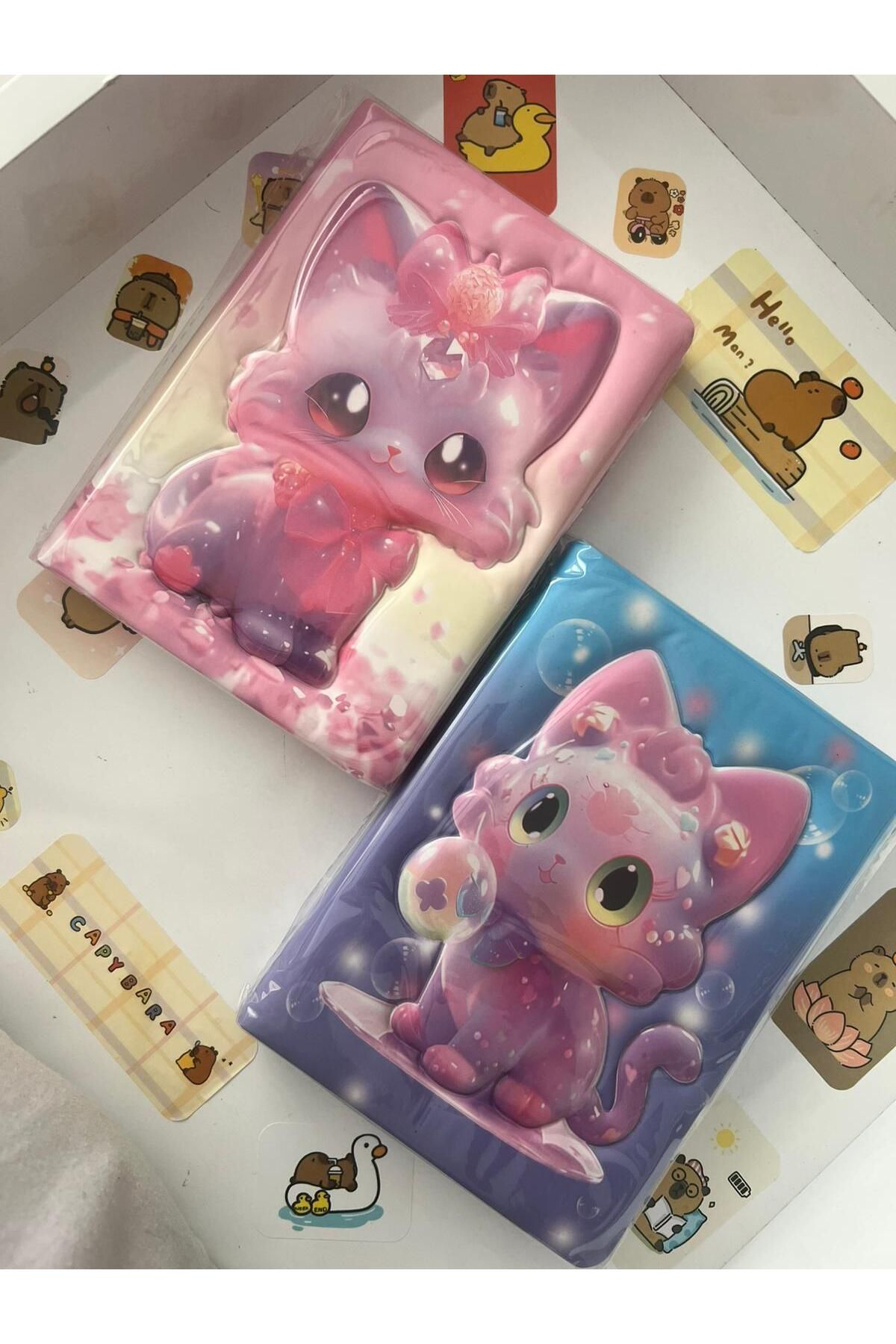 Micro 3D Kabartmalı Sevimli Kedi Defter 2 Adet
