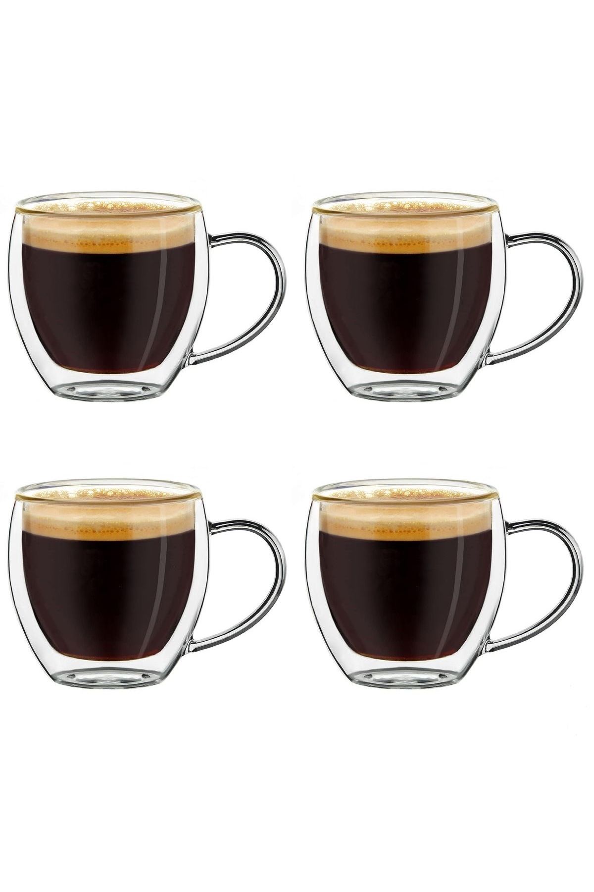 MİS KİTCHEN Kahve Ve Çay Kupası Çift Camlı Bardak - Cidarlı Bardak 4 ADET 250ML - Ofis Bardağı