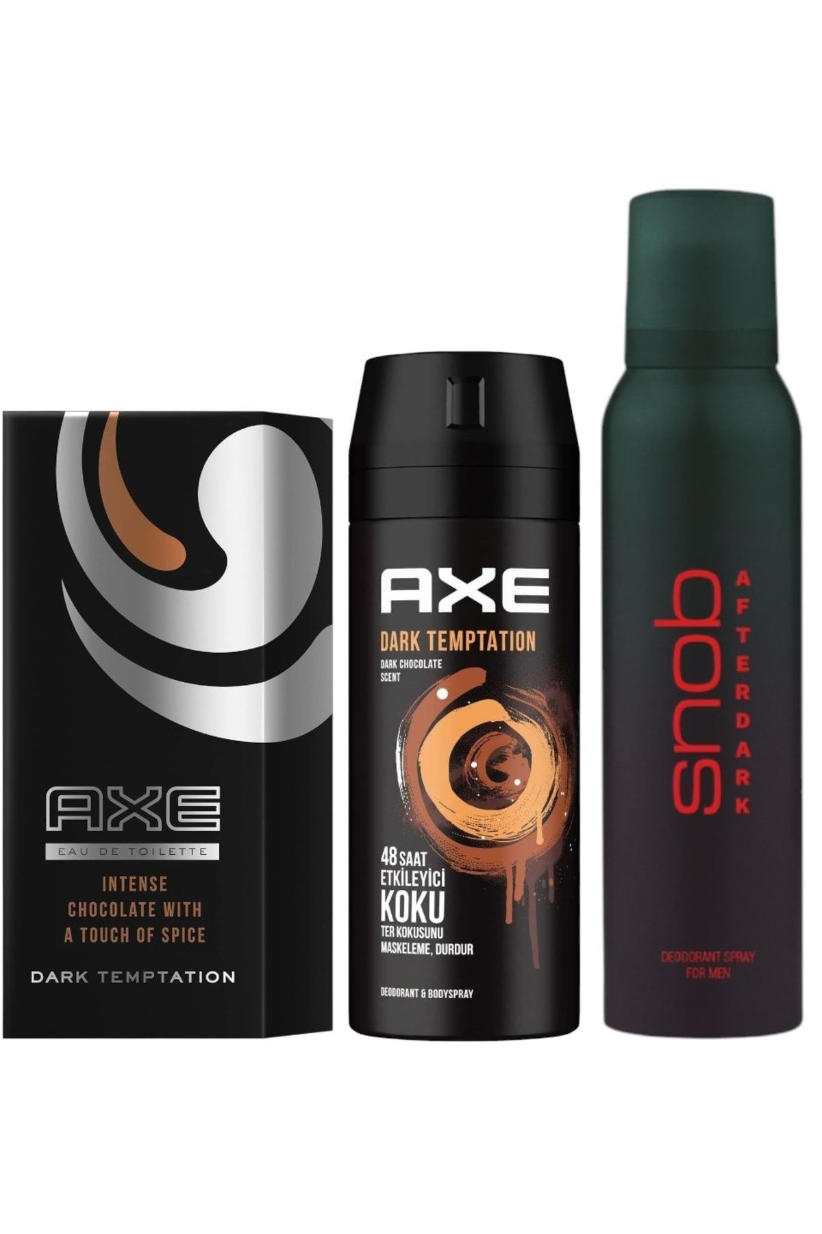 Axe Dark Temptation Erkek Parfüm (100 ml) + Deodorant Dark Temptation 150 ml + Snob Afterdark Deodorant