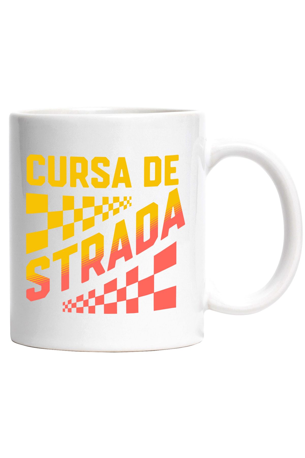 StoryGift Romania Cana Cu Iubitorii De Masini Semne De Cursa Text In Limba Romana Cursa De Strada,, Cu Maner Alb Stg - One Size