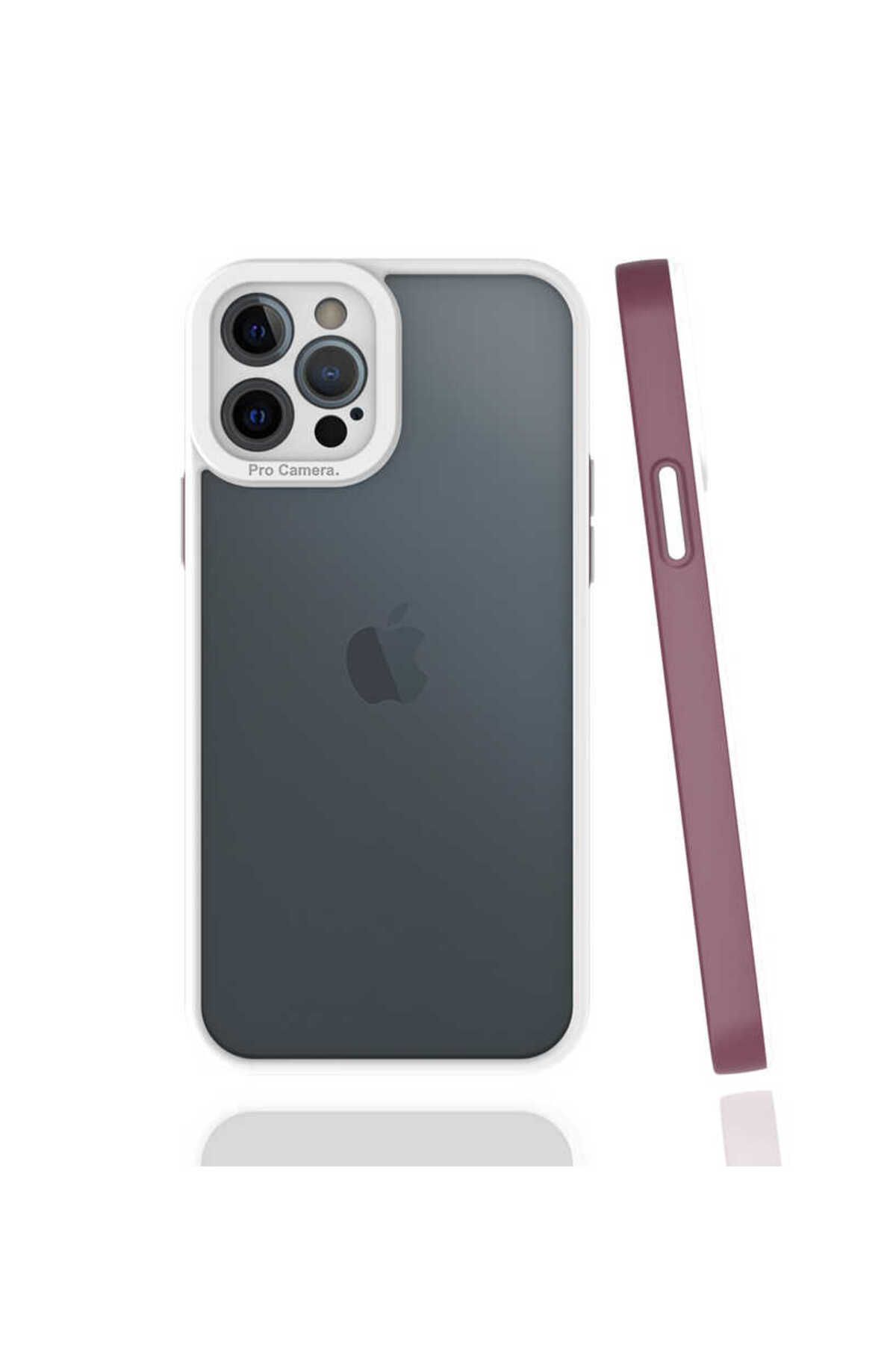 halkhouse Apple iPhone 12 Pro Kılıf Kamera Korumalı Renkli Çerçeveli Esnek Sert Silikon Mima Kapak