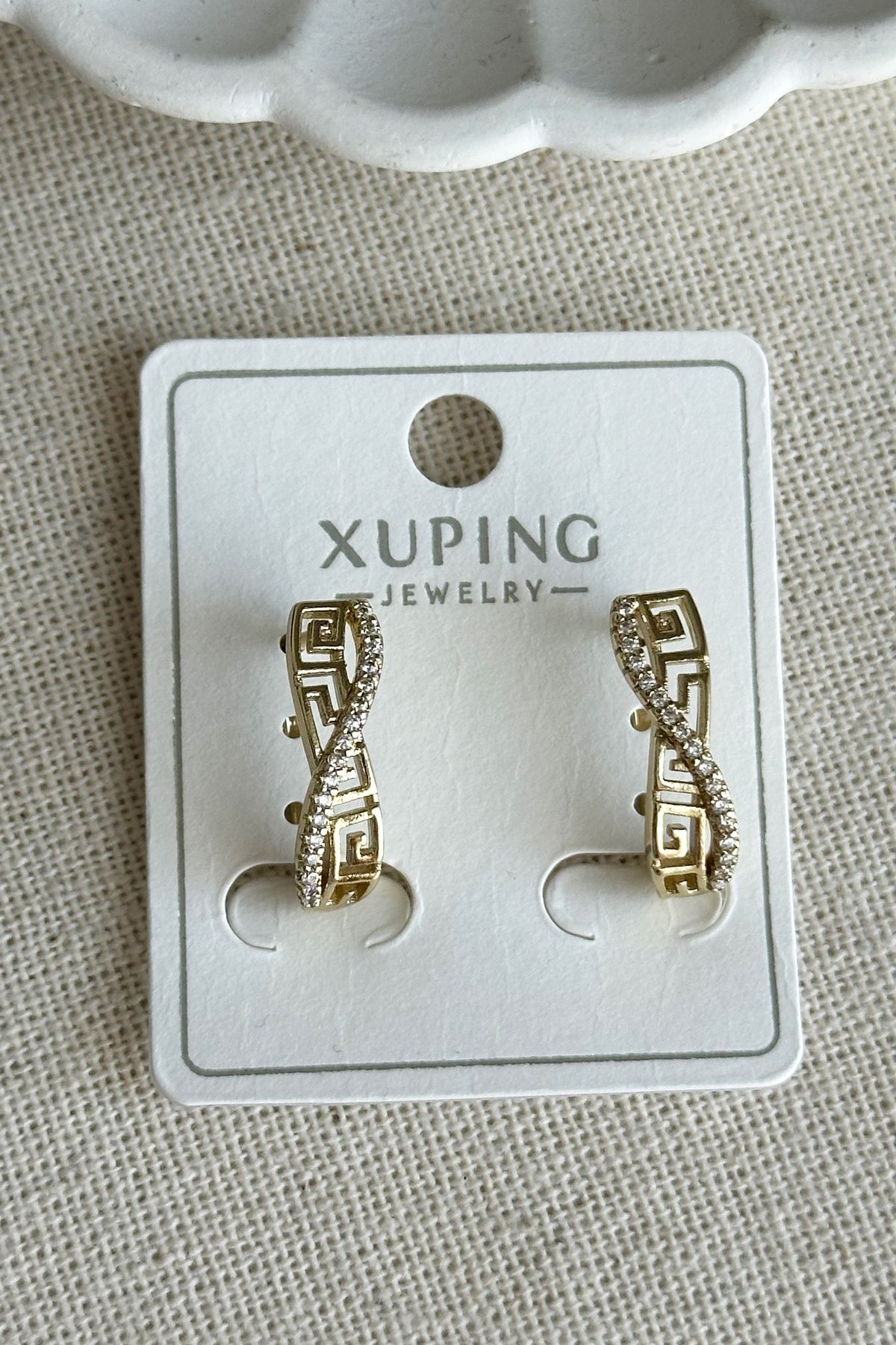 Modacaprea Xuping 14 K Taşlı U Greek Küpe Kadın Küpe Kadın Kararmaz Xuping Küpe