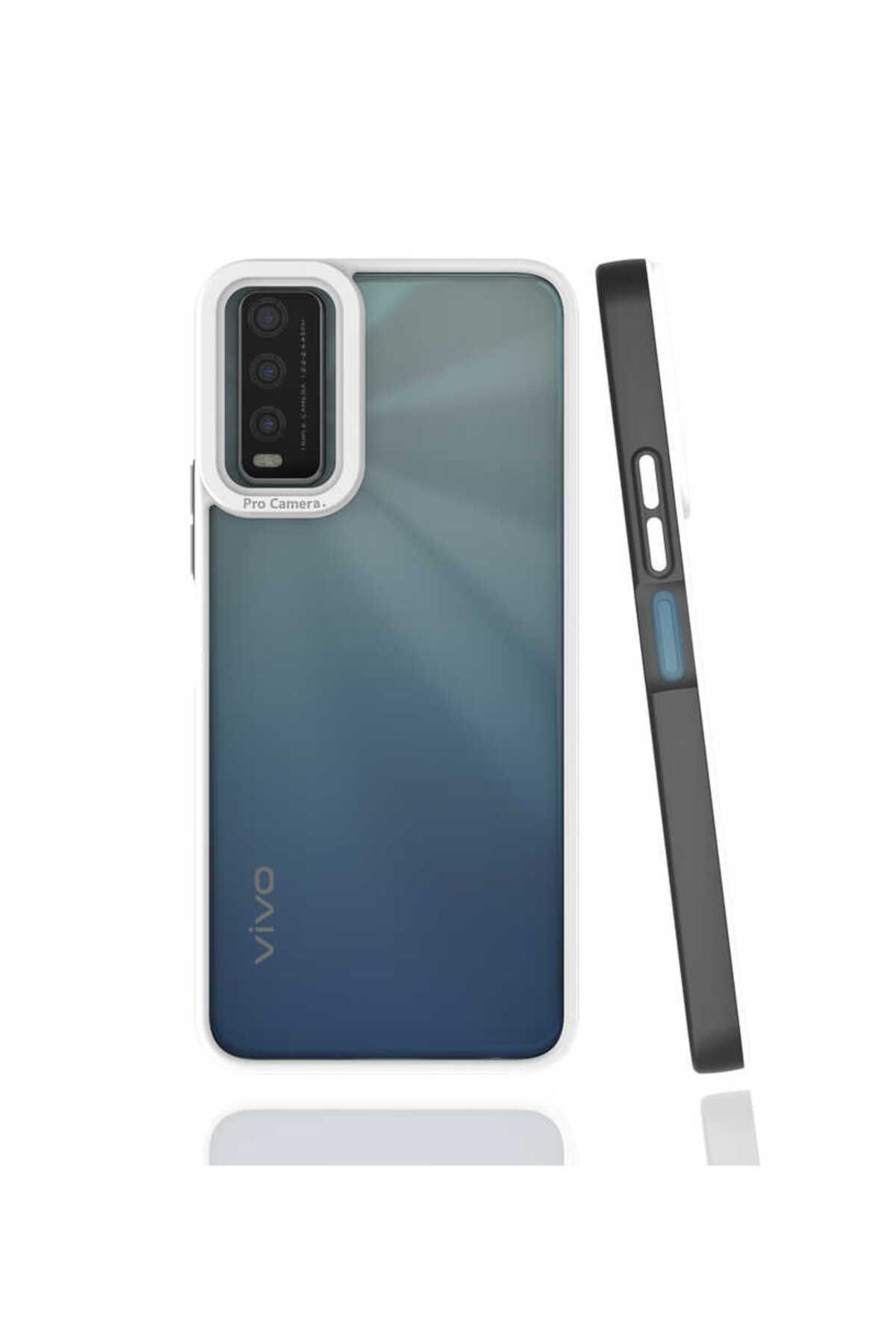 halkhouse Vivo Y20 Kılıf Kamera Korumalı Renkli Çerçeveli Esnek Sert Silikon Mima Kapak