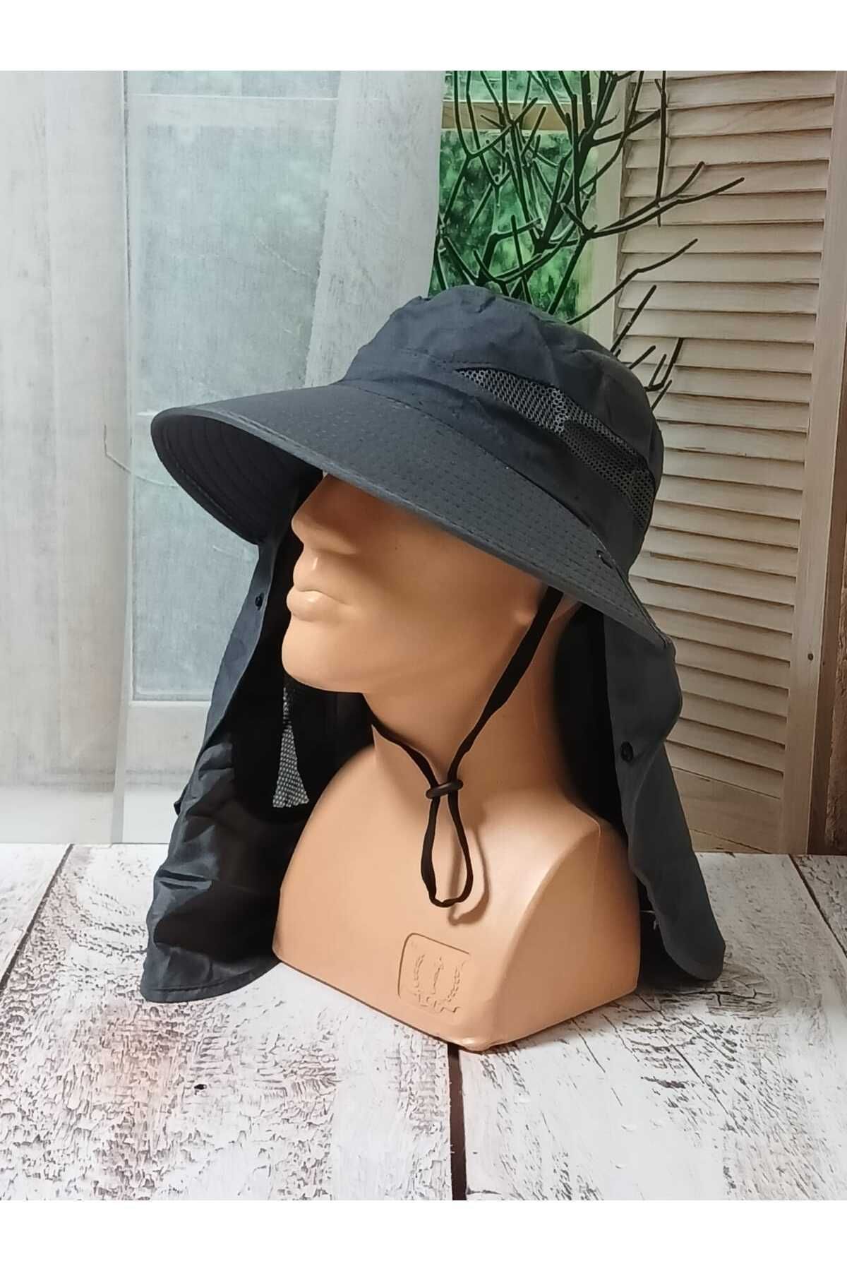 Aydmr Aksesuar Ense Korumalı Maskeli Safari Şapka