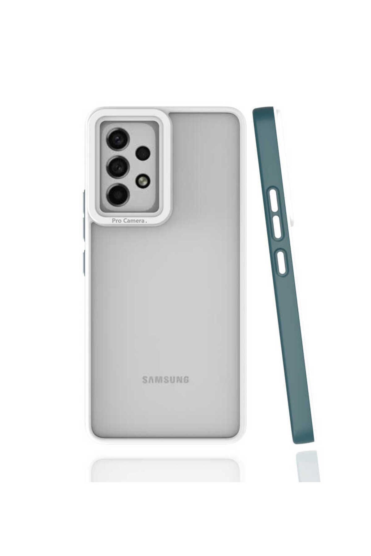 halkhouse Samsung Galaxy A53 5G Kılıf Kamera Korumalı Renkli Çerçeveli Esnek Sert Silikon Mima Kapak
