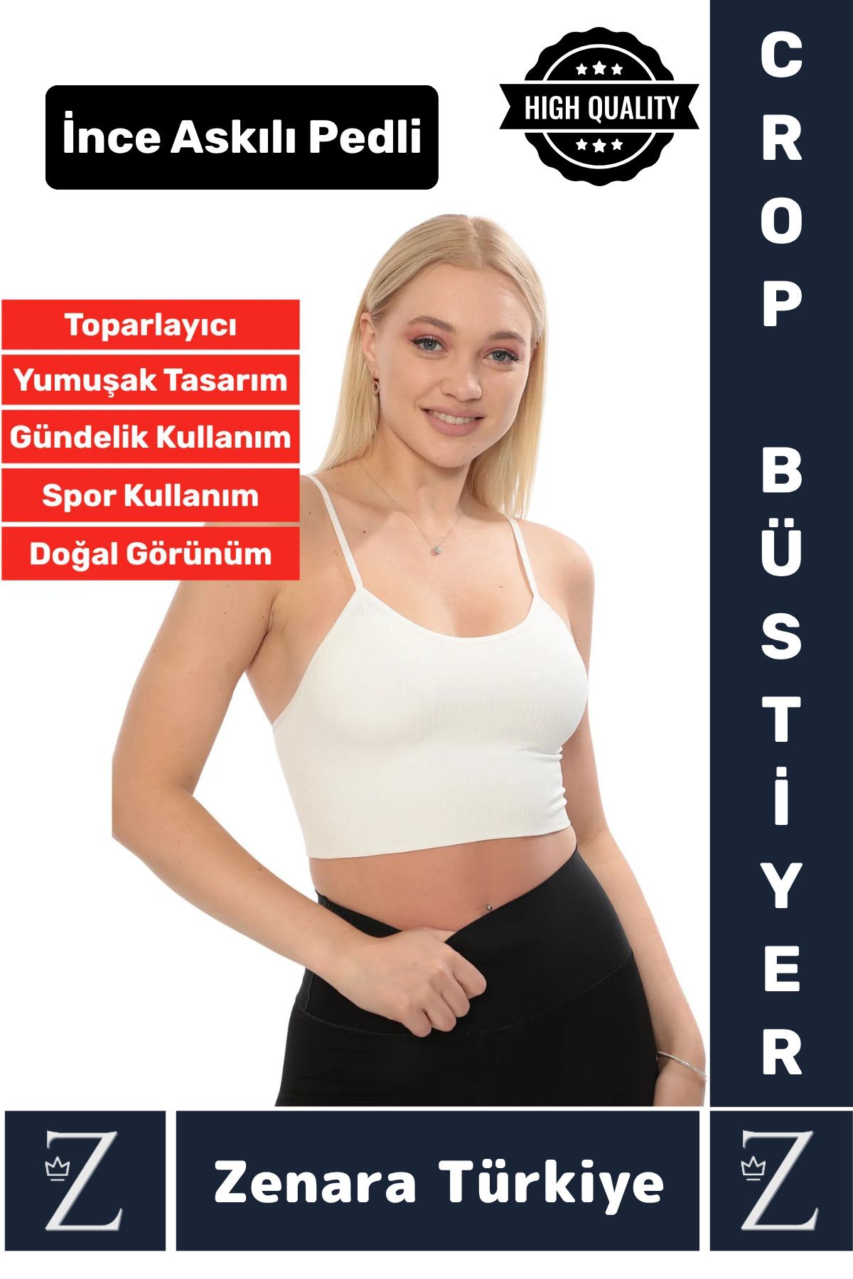 Wintoup Premium Göğüs Toparlayan Sarkma Önleyen Gündelik Spor Kullanım İnce Askı Pedli Çizgili Crop Büstiyer