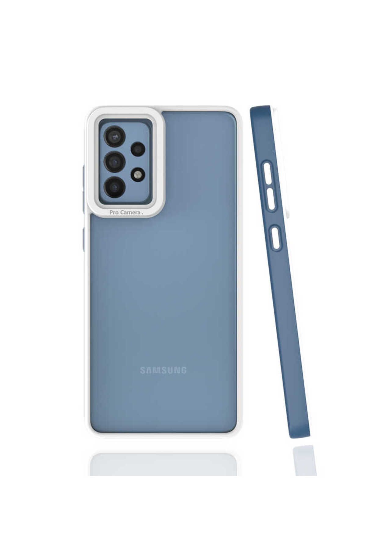halkhouse Samsung Galaxy A72 Kılıf Kamera Korumalı Renkli Çerçeveli Esnek Sert Silikon Mima Kapak