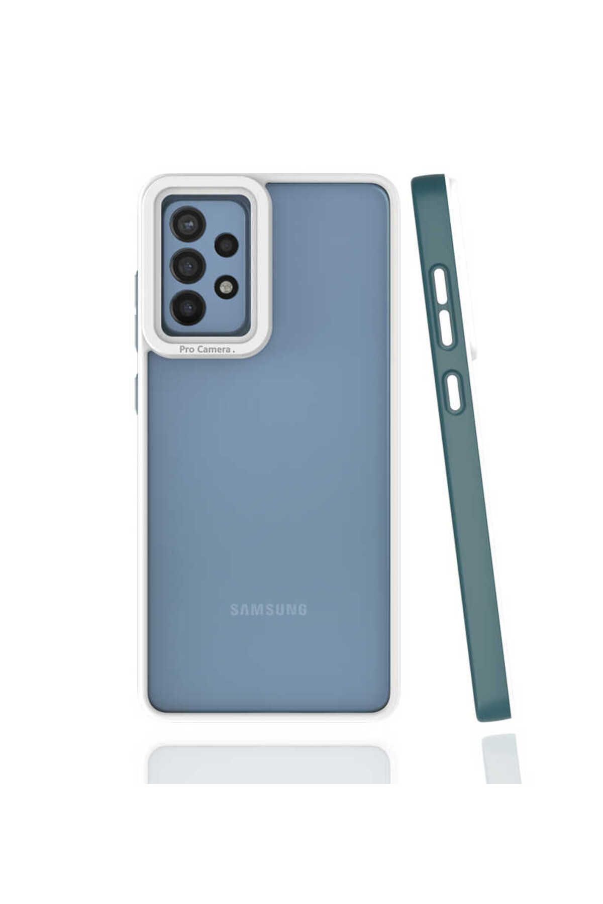 halkhouse Samsung Galaxy A72 Kılıf Kamera Korumalı Renkli Çerçeveli Esnek Sert Silikon Mima Kapak