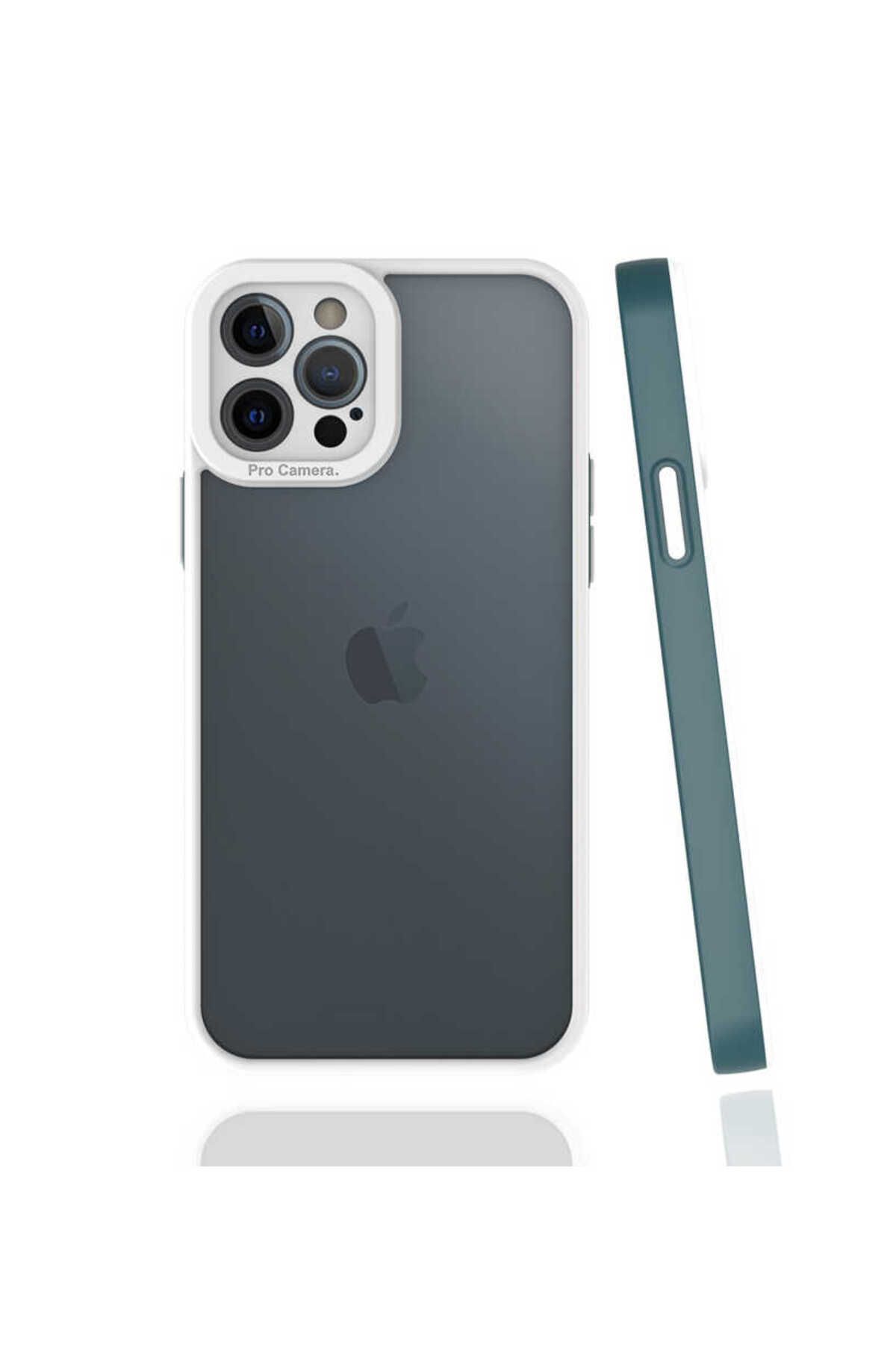 halkhouse Apple iPhone 12 Pro Kılıf Kamera Korumalı Renkli Çerçeveli Esnek Sert Silikon Mima Kapak