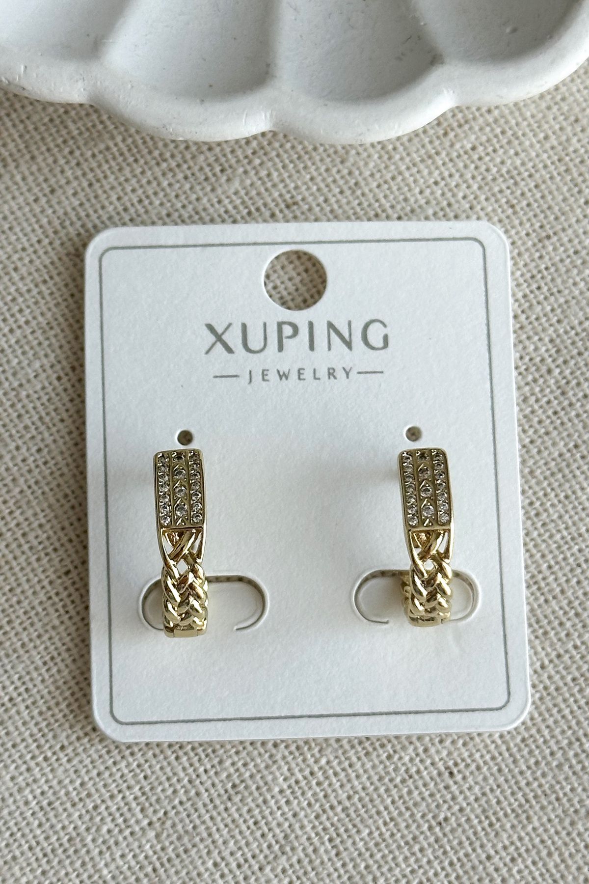 Modacaprea Xuping 14 K Taşlı U Küpe Kadın Küpe Kadın Kararmaz Xuping Küpe