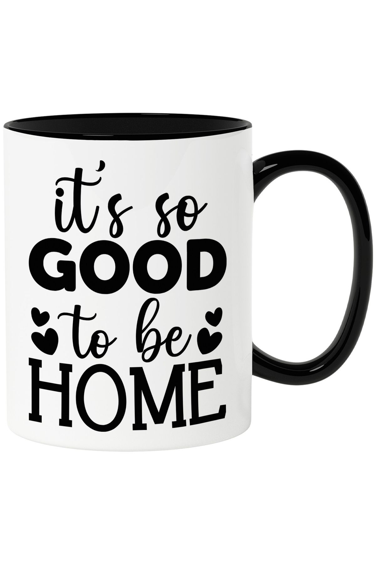 StoryGift Romania Cana Cu Inimioare Pentru Cei Care Au Ajuns In Sfarsit Acasa - Drum Lung Cu Maner, Cu Maner Negru Stg - One Size