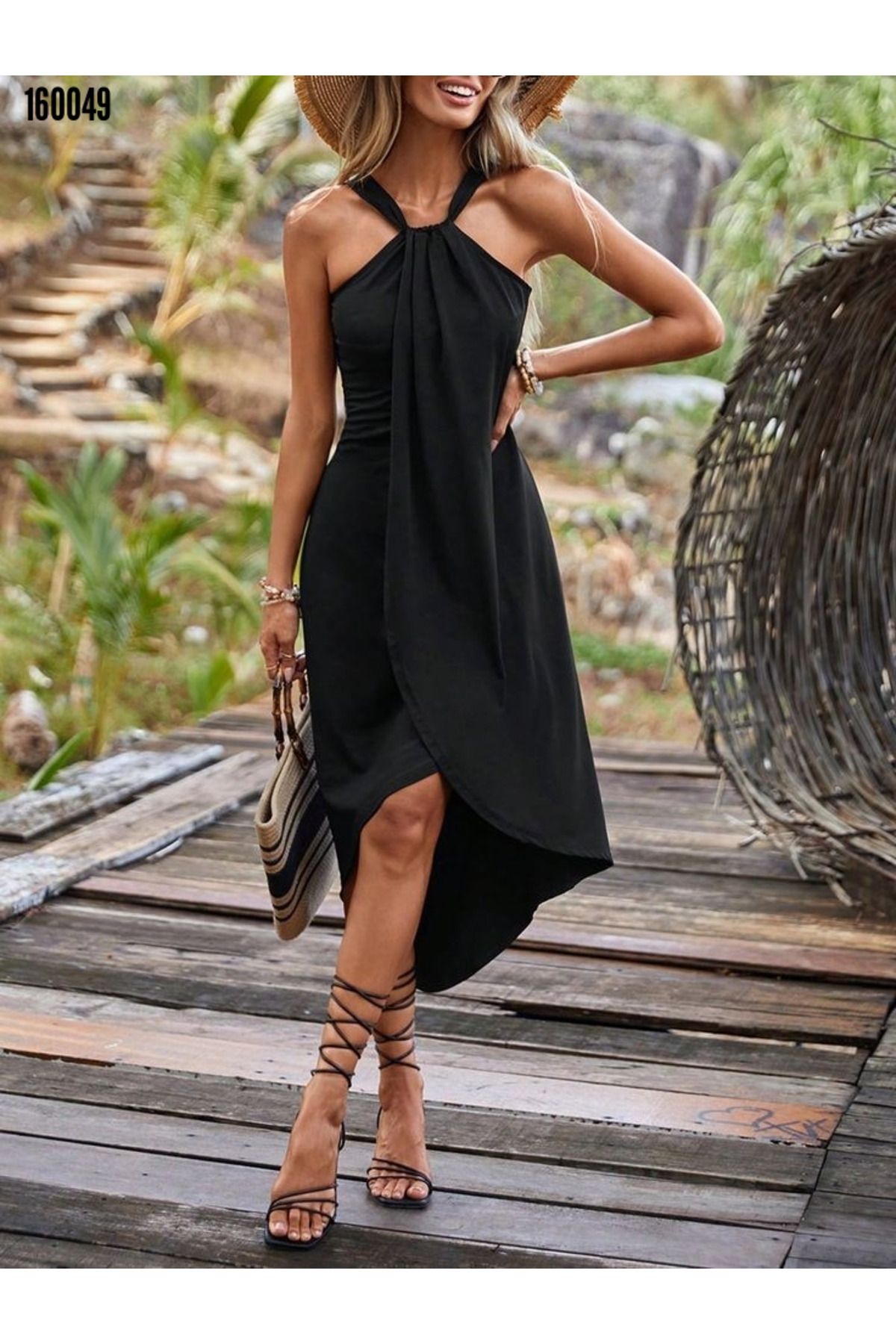 BZ Boutique Asimetrik Omuzu Açık Büyük Beden Viskon Elbise 157066