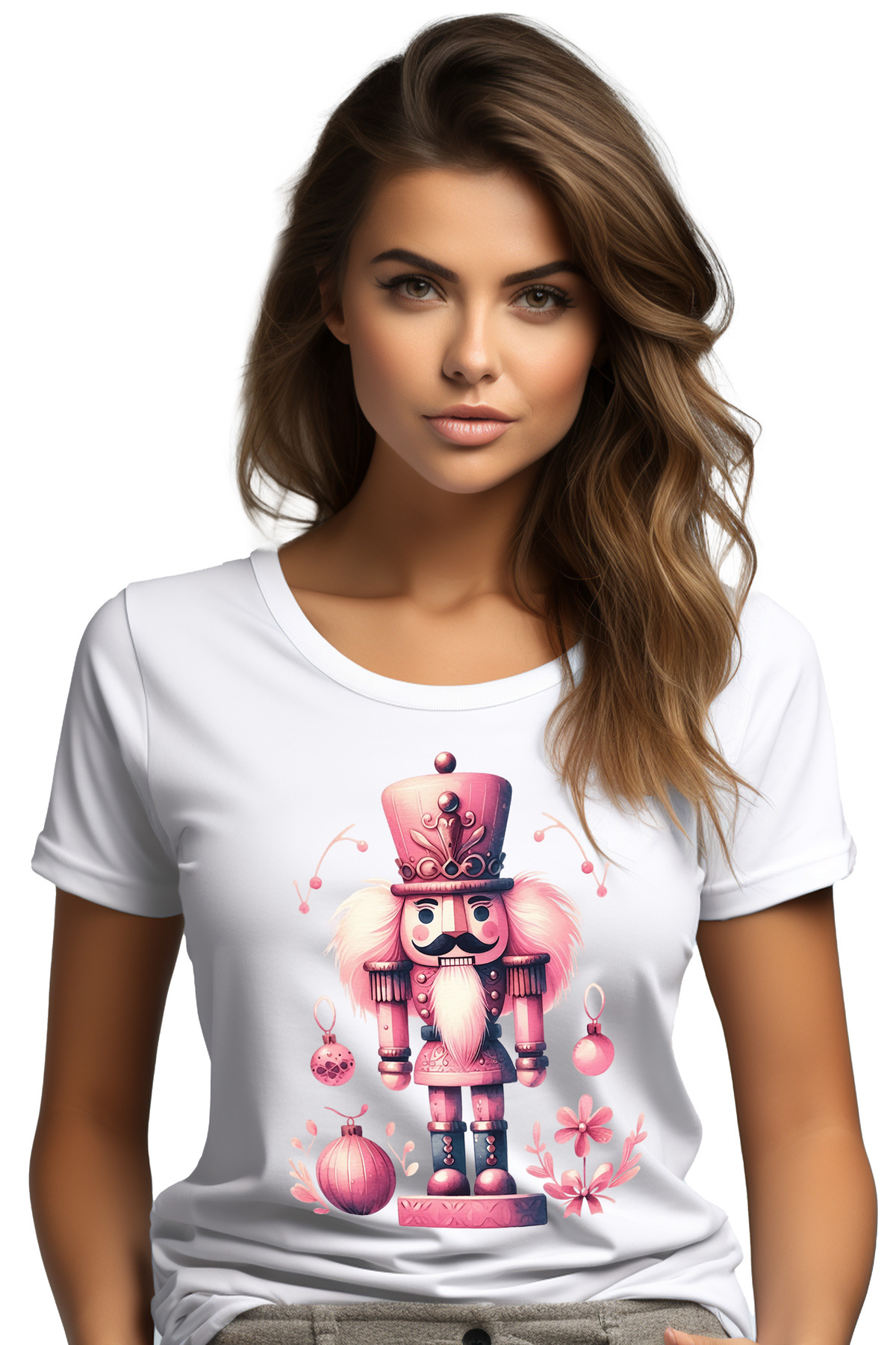 StoryGift Romania Tricou Femei Cu Un Spargator De Nuci, Soldat, Globulete, Pentru Copii, Cu Impri Wht_l Femeie - S